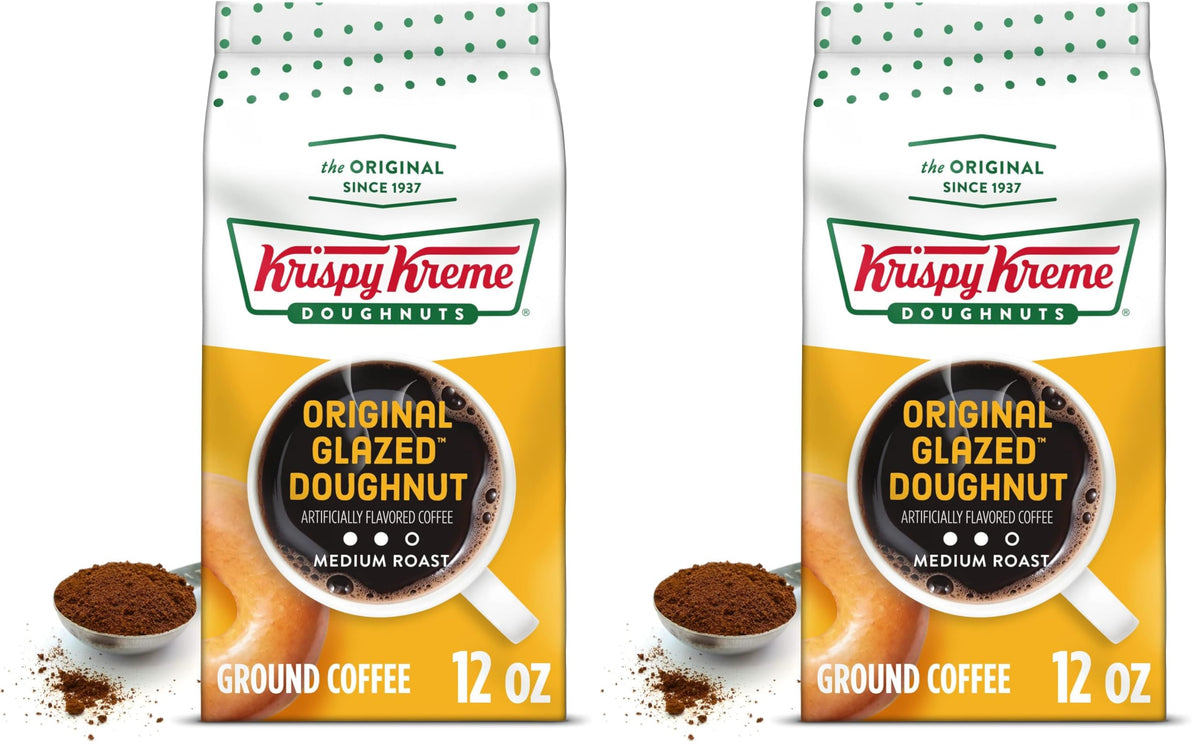 Krispy Kreme Doughnuts Original Glazed Donut Ground Coffee, Bagged 12oz (Pack of 2)