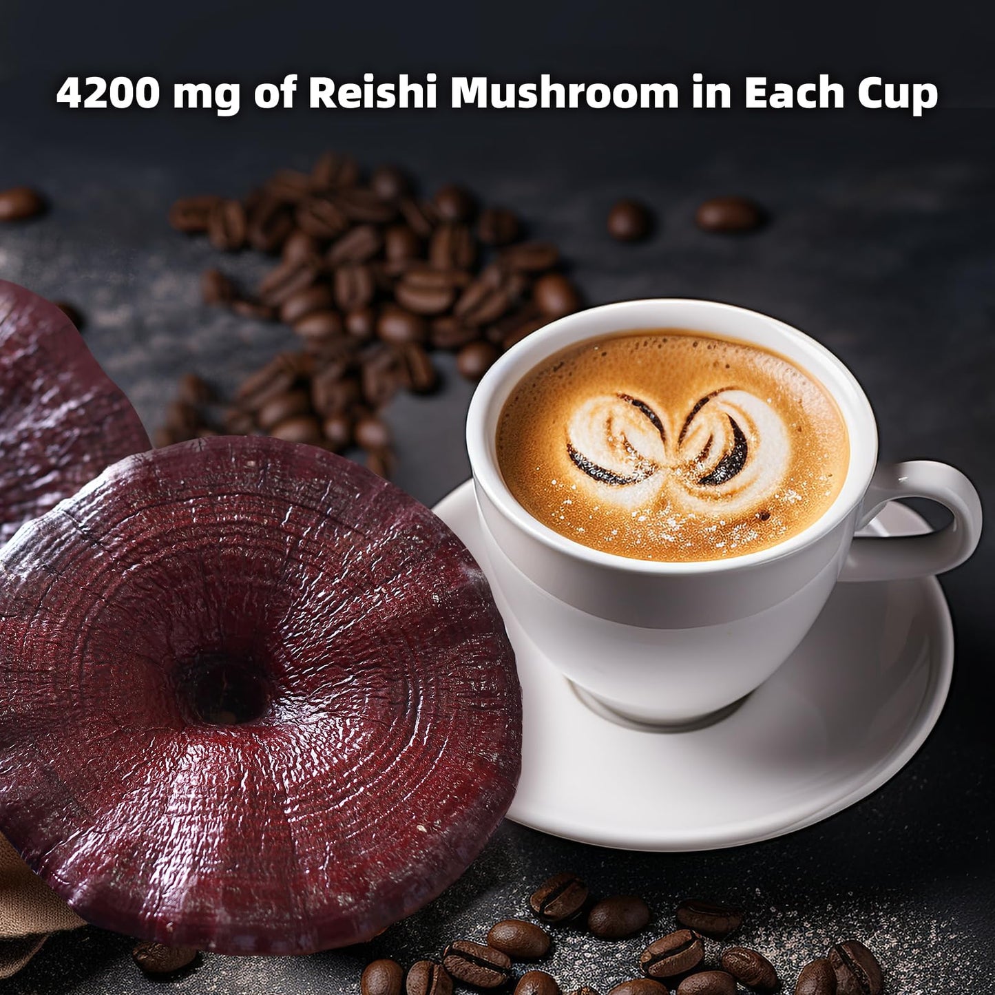 GANOHERB Mushroom Coffee Alternative Cappuccino Mix, Instant Superfood Drink, 11.1oz, 15 Count