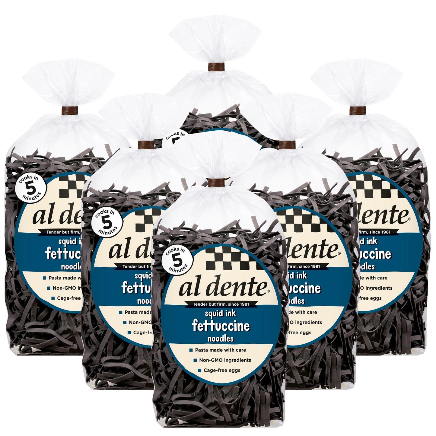 Al Dente Squid Ink Fettuccine, 10 Ounce Bag 283 G (Pack Of 6)