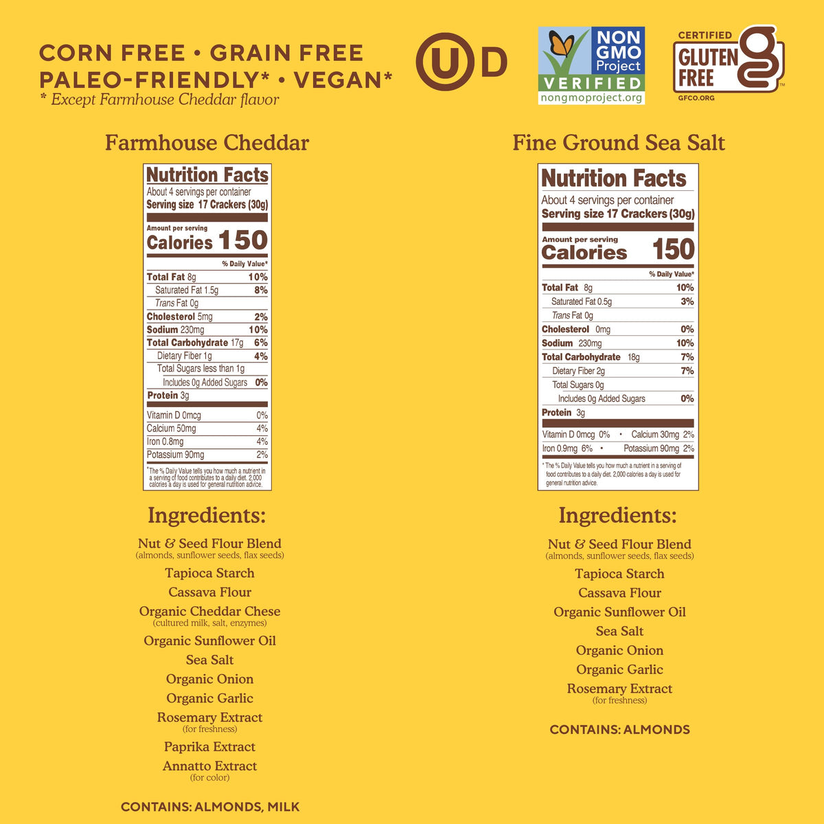 Simple Mills Almond Flour Crackers, Variety Pack (Fine Ground Sea Salt, Rosemary & Sea Salt, Farmhouse Cheddar, and Sun-Dried To