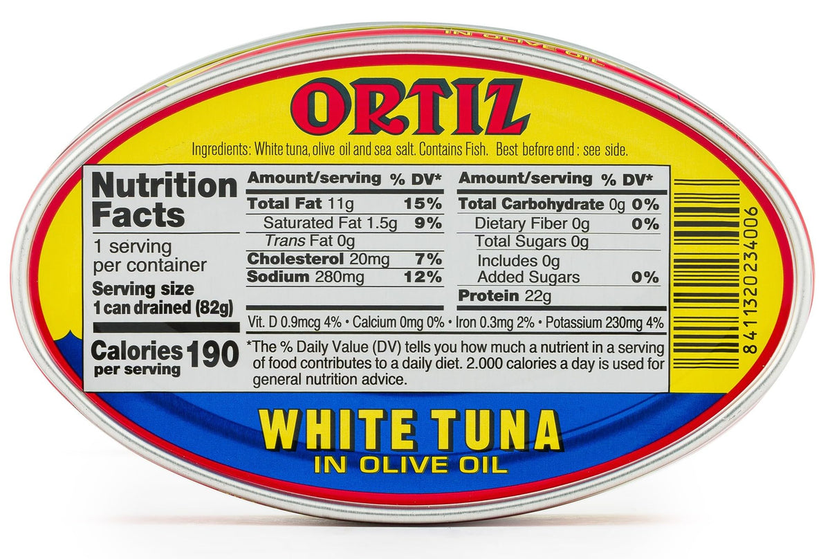 Ortiz Tuna in Olive Oil, 3.95oz Oval Tin 6 Pack | Superior Canned Tuna in Olive Oil | Ortiz White Tuna in Olive Oil [3.95oz/112g