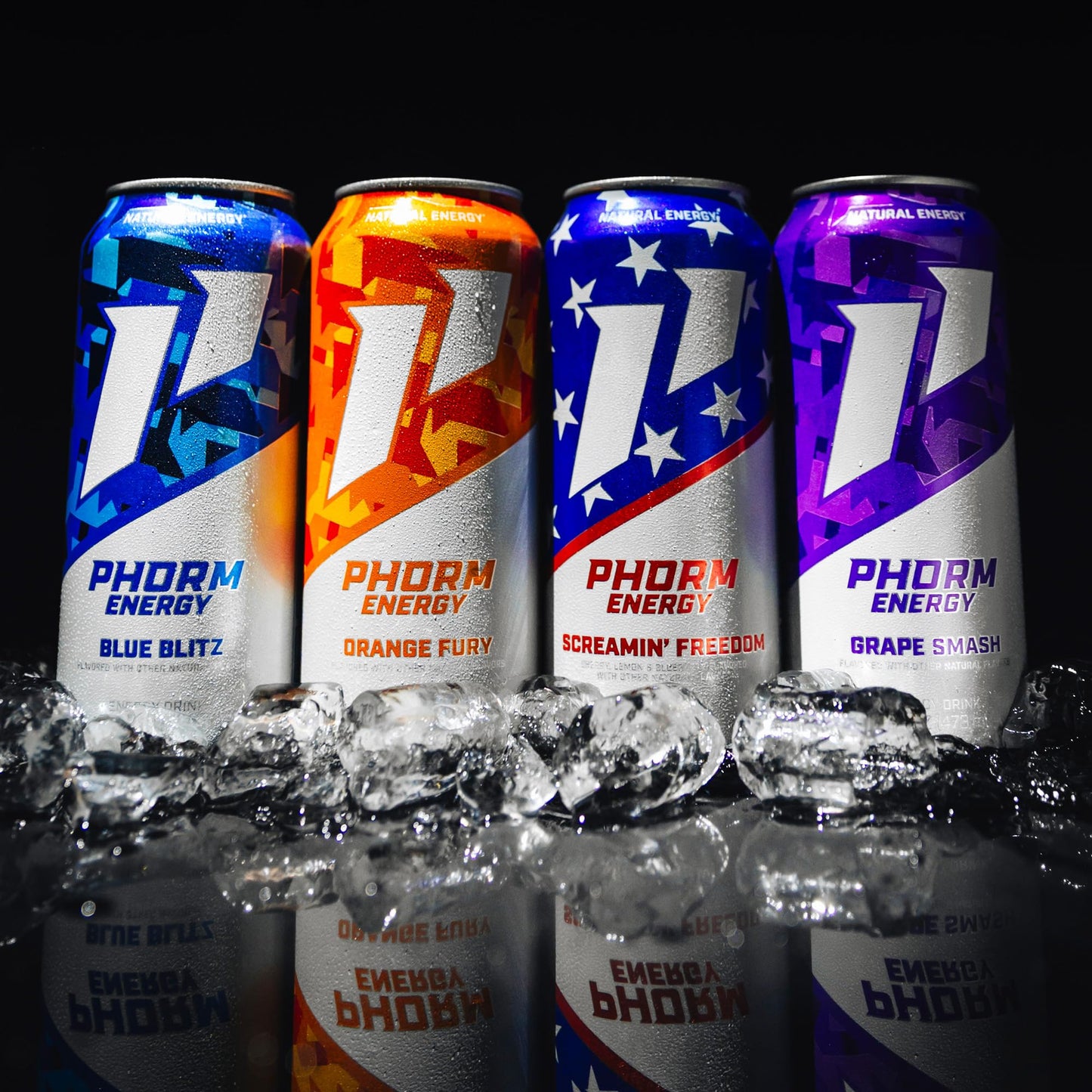 Phorm Energy Drink  Blue Blitz Flavor  200 MG Natural Caffeine From Green Tea  Sugar Free Carbonated Drink With Electrolytes & Vitamin B12  Dairy & Gluten Free  Vegan  16 FL Oz Cans  12 Pack