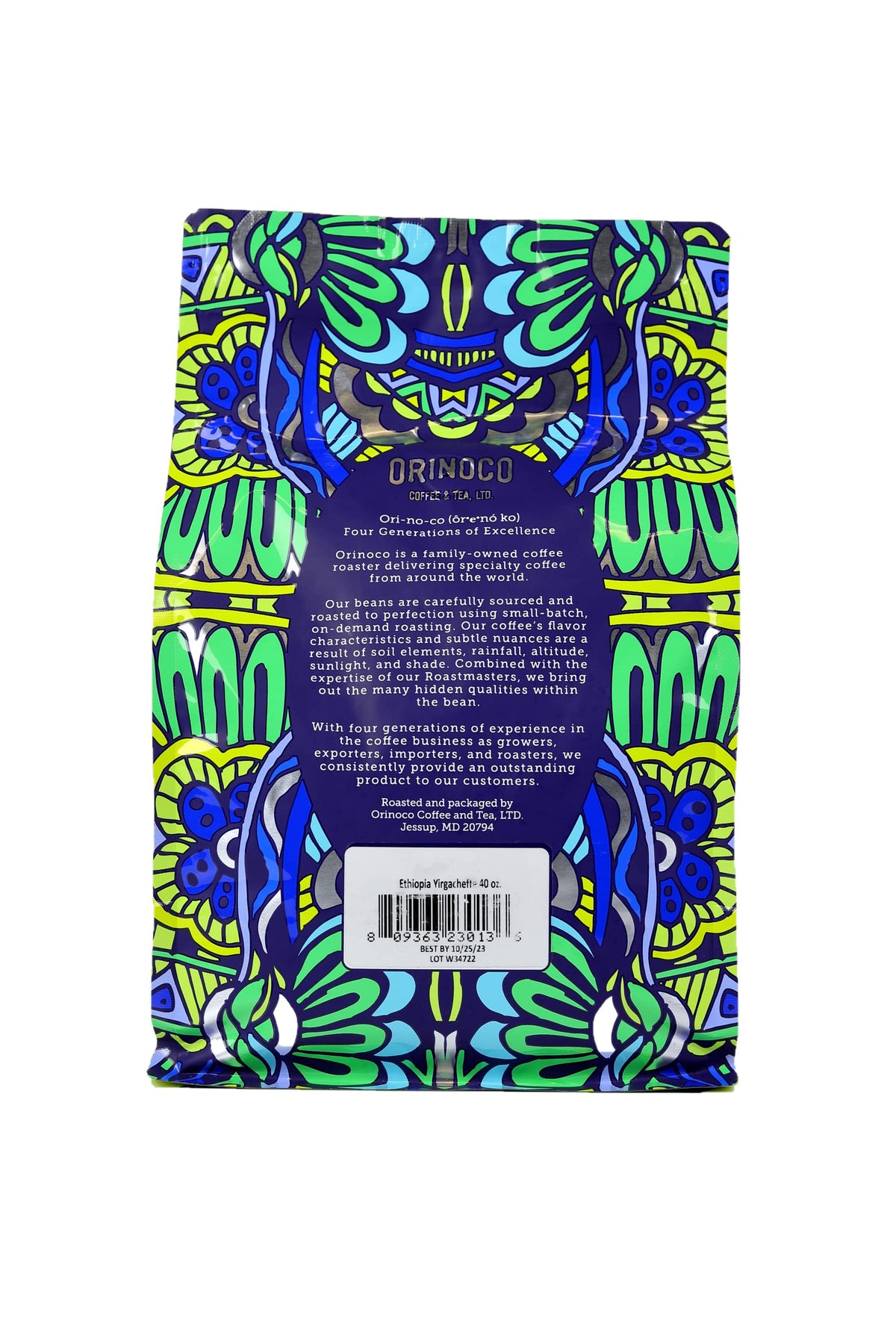Orinoco Ethiopian Yirgacheffe 2.5Lb Bag, Medium Roast, Whole Bean Coffee, 100% Arabica Beans
