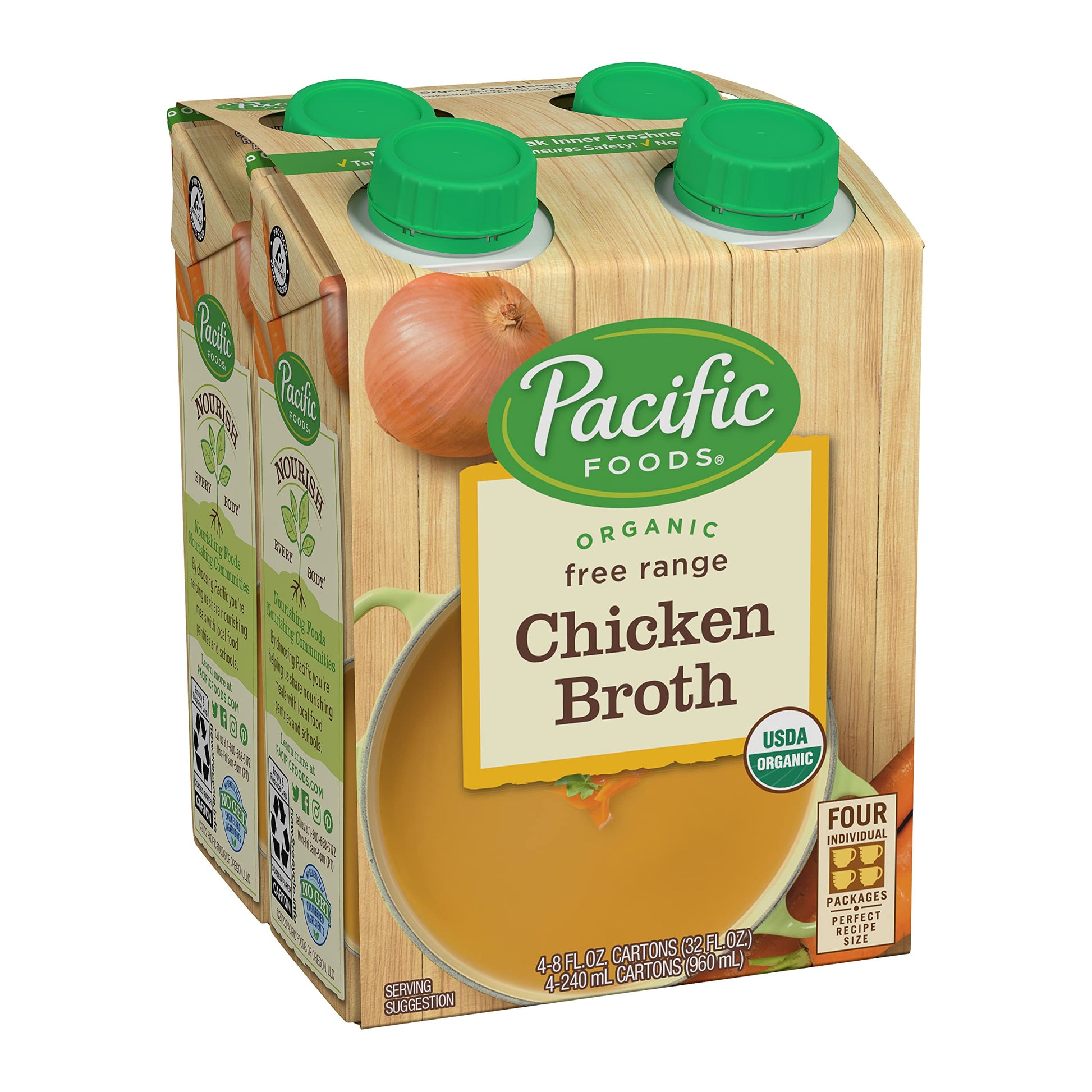 Pacific Foods Organic Free Range Chicken Broth, 8oz, 4pack