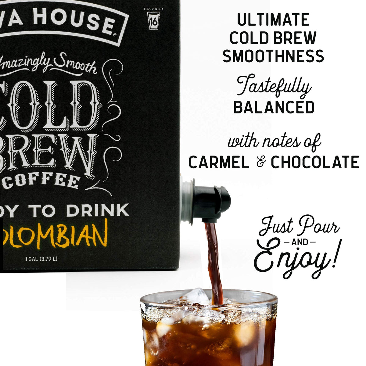 Java House Cold Brew Coffee On Tap, (128 Fluid Ounce Box) Not A Concentrate, No Sugar, Ready To Drink Liquid (Colombian Roast)