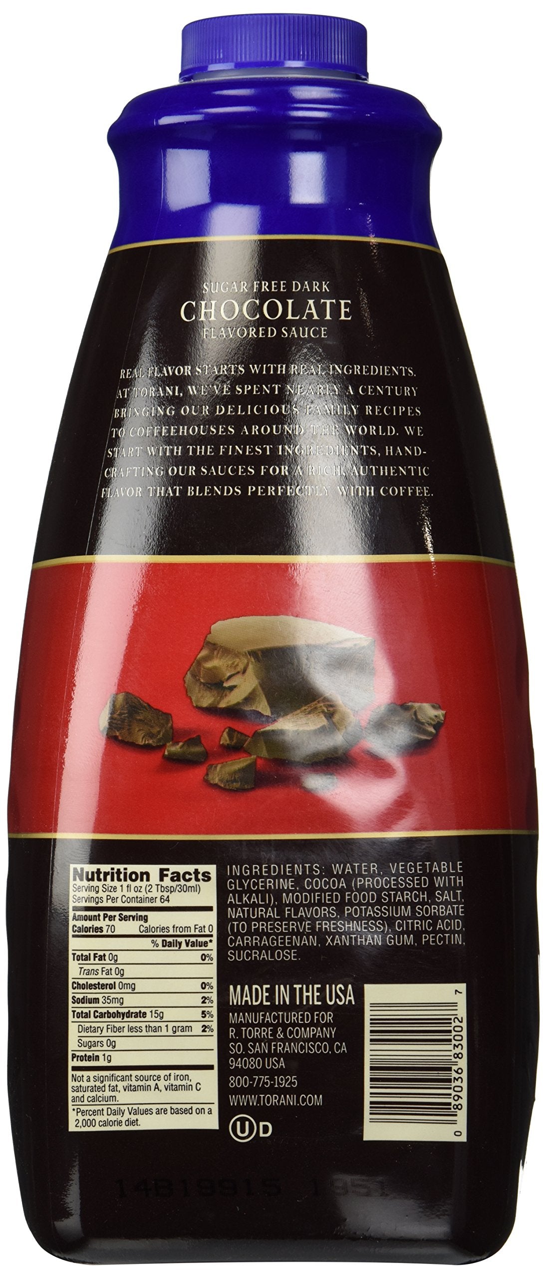 Torani Sugar Free Sauce  Chocolate  64 Fl Oz