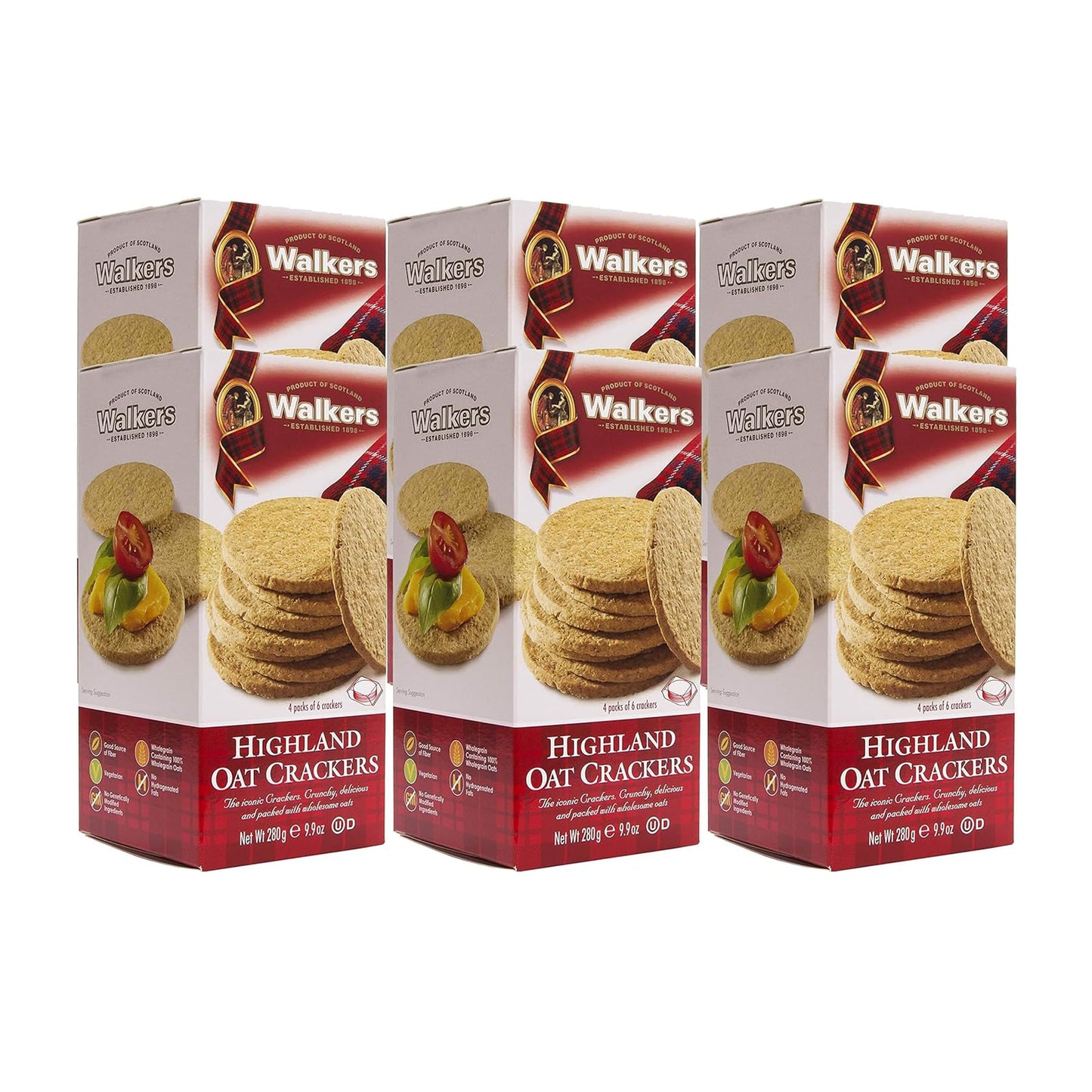 Walker s Shortbread Highland Oat Crackers, Scottish Crackers, 9.9 Oz Box (Pack of 6)