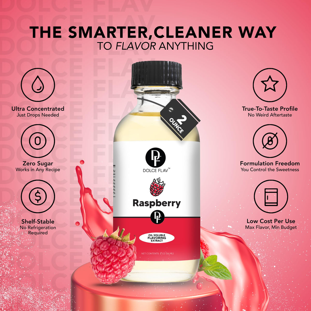 Dolce Foglia Raspberry Flavor Concentrate for Food & Cosmetics, 8 Oz.