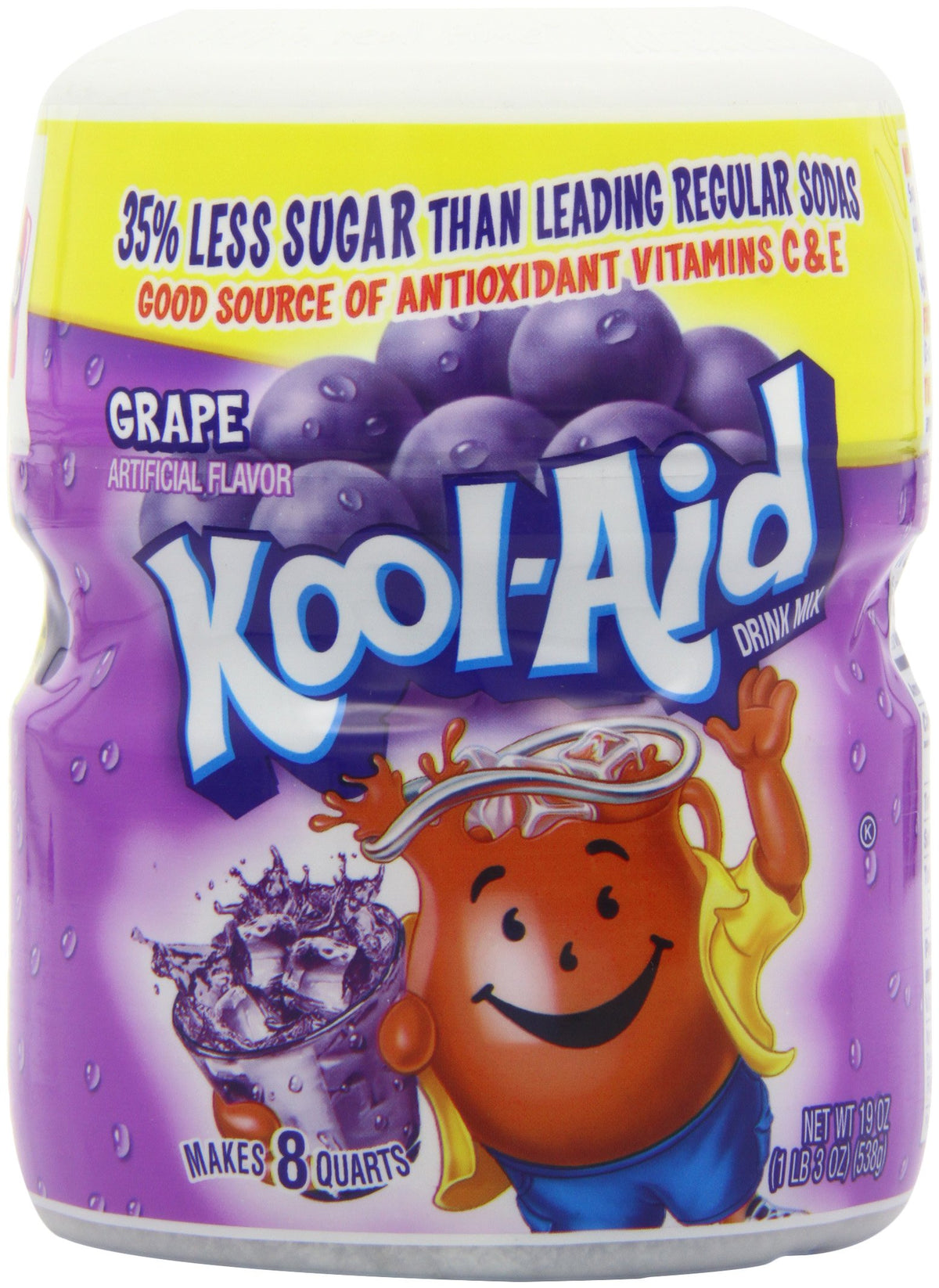 Kool-Aid Drink Mix, Sugar Sweetened Grape, 19-Ounce Container (Pack of 4)