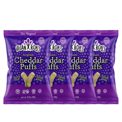 Vegan Robs Cheddar Puffs Tasty Baked Vegan Cheese Bites - Plant-Based Healthy Snacks for Kids & Adults - Dairy Free & Gluten Fr