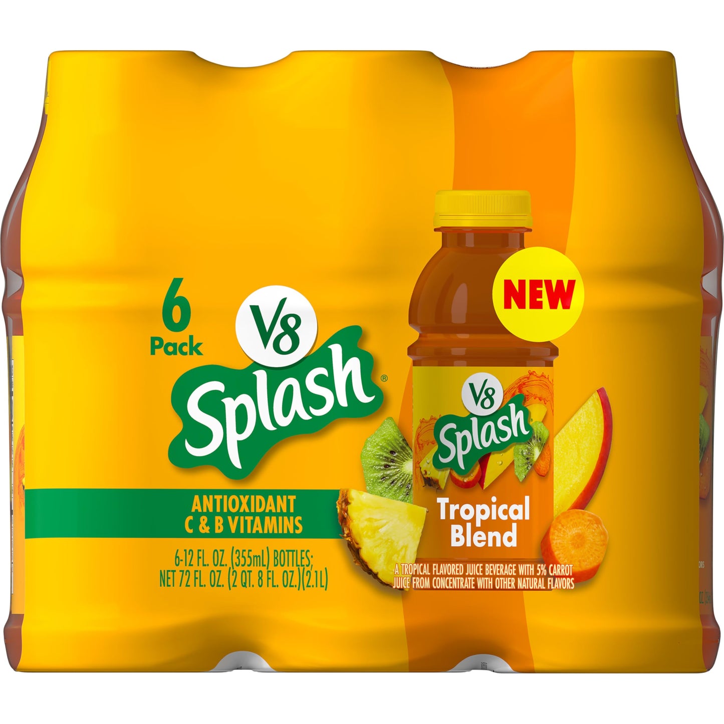 V8 Splash Tropical Blend Juice Beverage, 12 Fl Oz Bottle, Pack of 6