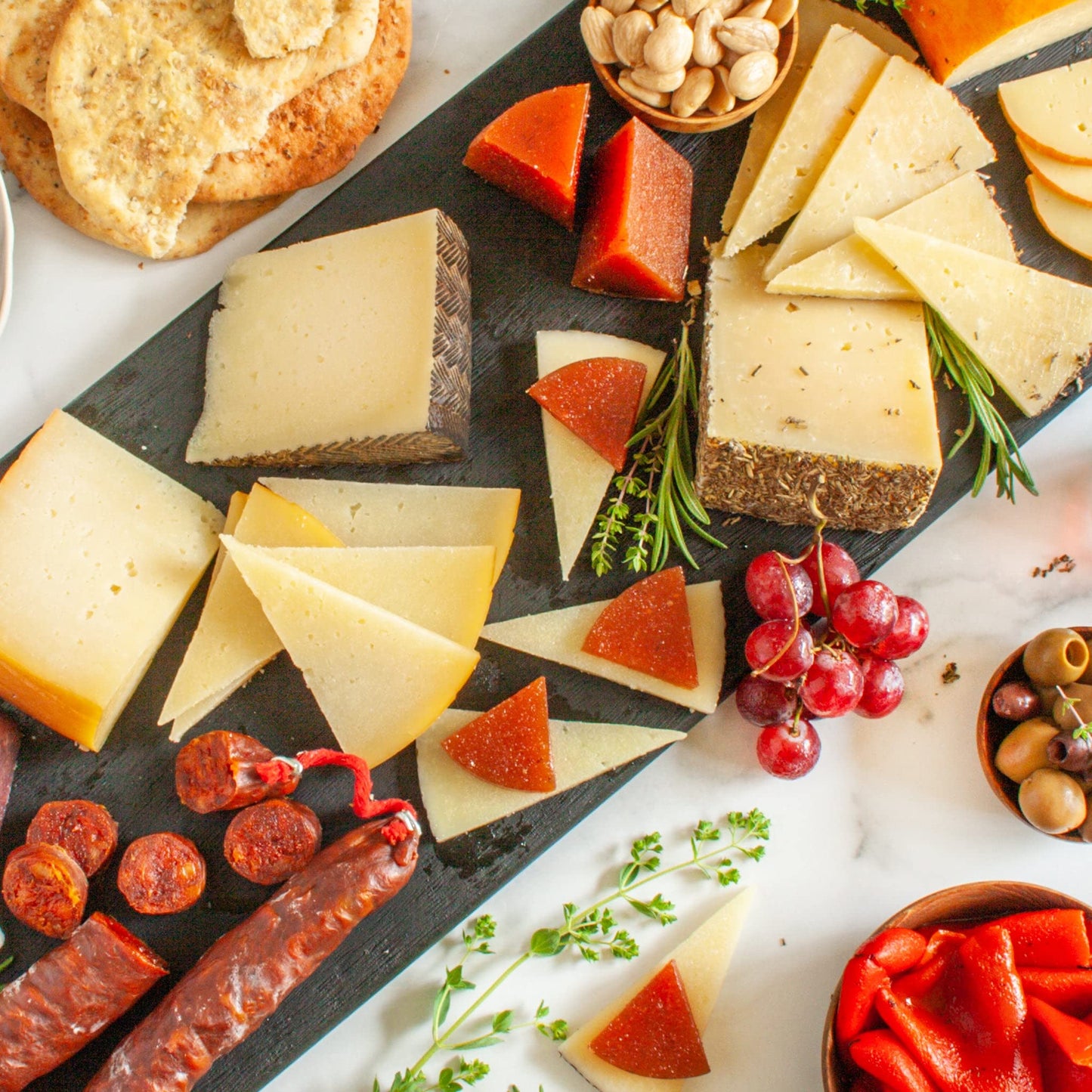 Spanish Fiesta Premier Gourmet Gift Basket (5.6 Lbs Of Deliciousness) - Includes A Gourmet Spanish Cheese Assortment  Ham  Spanish Chorizo  Spanish Olives  Gourmet Chocolates  And Scomfort SupportS Finest
