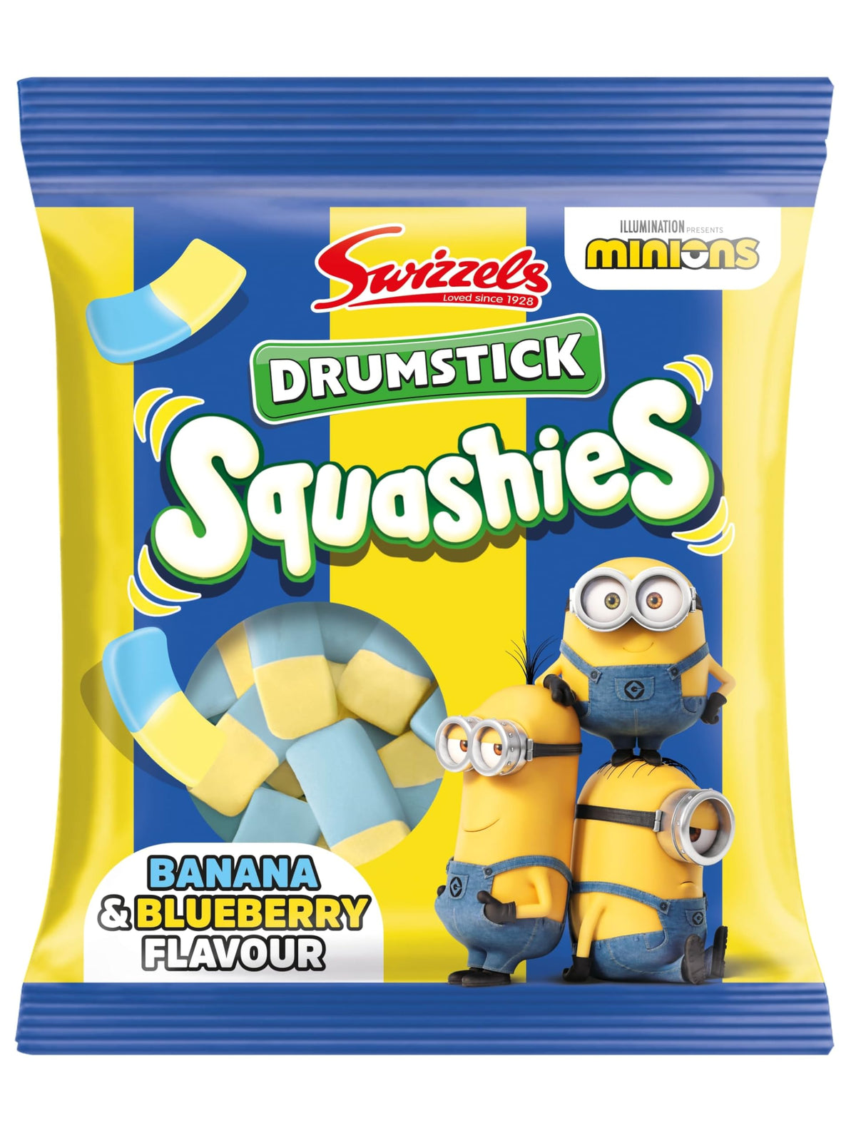 Swizzels Squashies Minion Sweets - Banana & Blueberry Flavour - Single Bag 120g