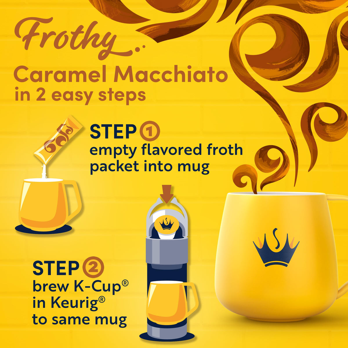 Gevalia K-Cup Coffee Pods & Froth Packets Kit, Caramel Macchiato, 6 Count Box