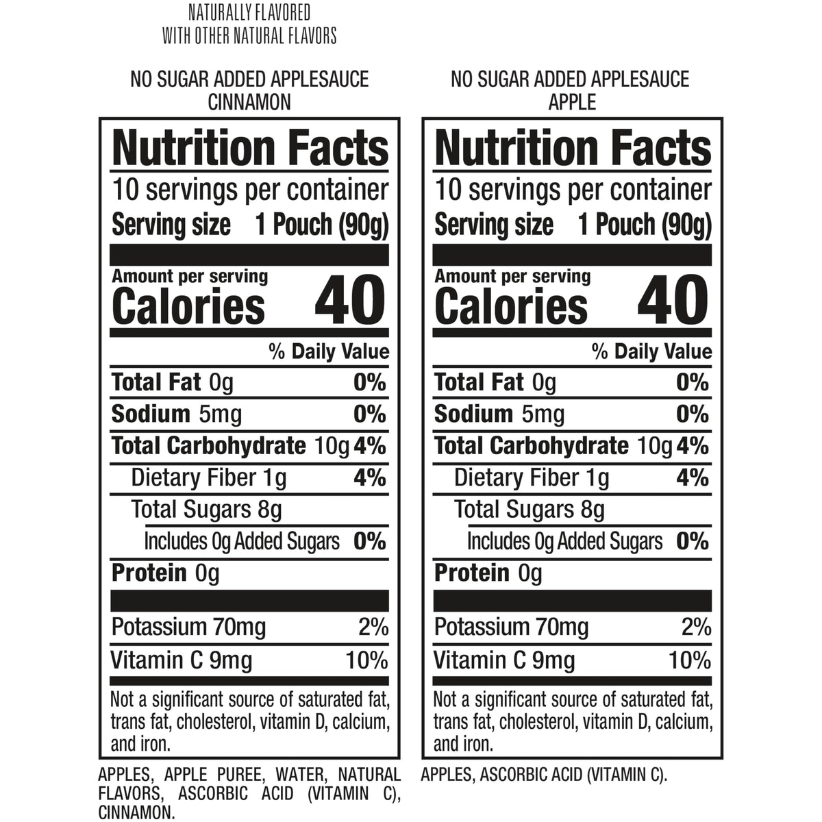 Mott'S No Sugar Added Applesauce Variety Pack, 3.2 Oz Clear Pouches, 20 Pack