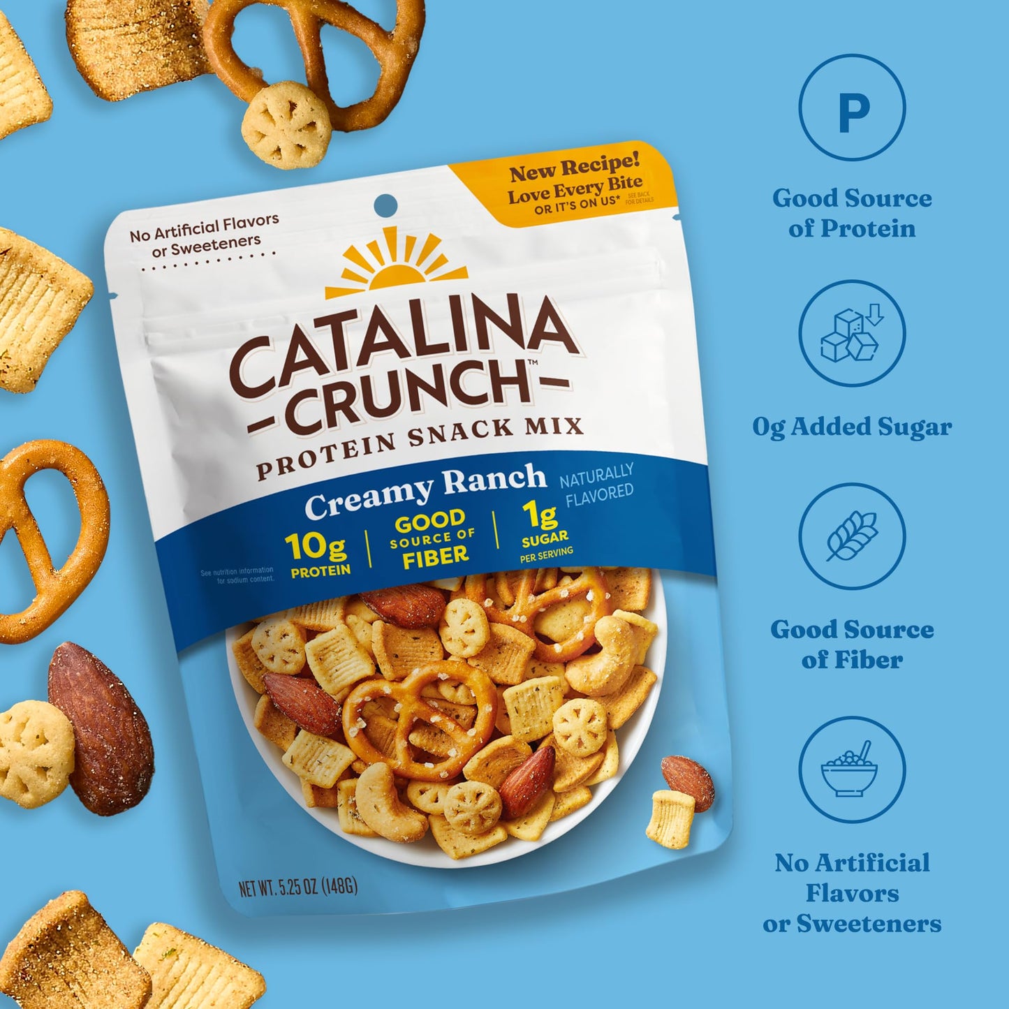 Catalina Crunch Protein Snack Mix - 10g Protein, 1g Sugar per Serving - Good Source of Fiber, Keto, Gluten Free - Creamy Ranch,