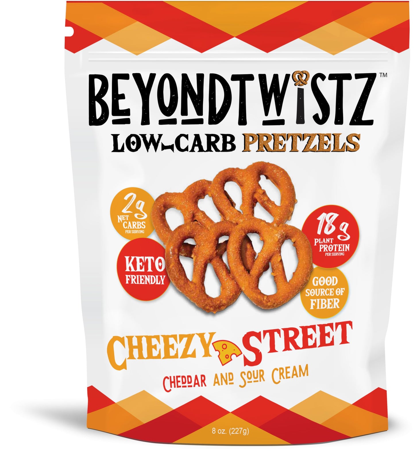 BeyondChipz Low Carb Pretzels, Keto Friendly, 2g Net Carbs, 18g Protein, 8oz Bag, Pack of 4