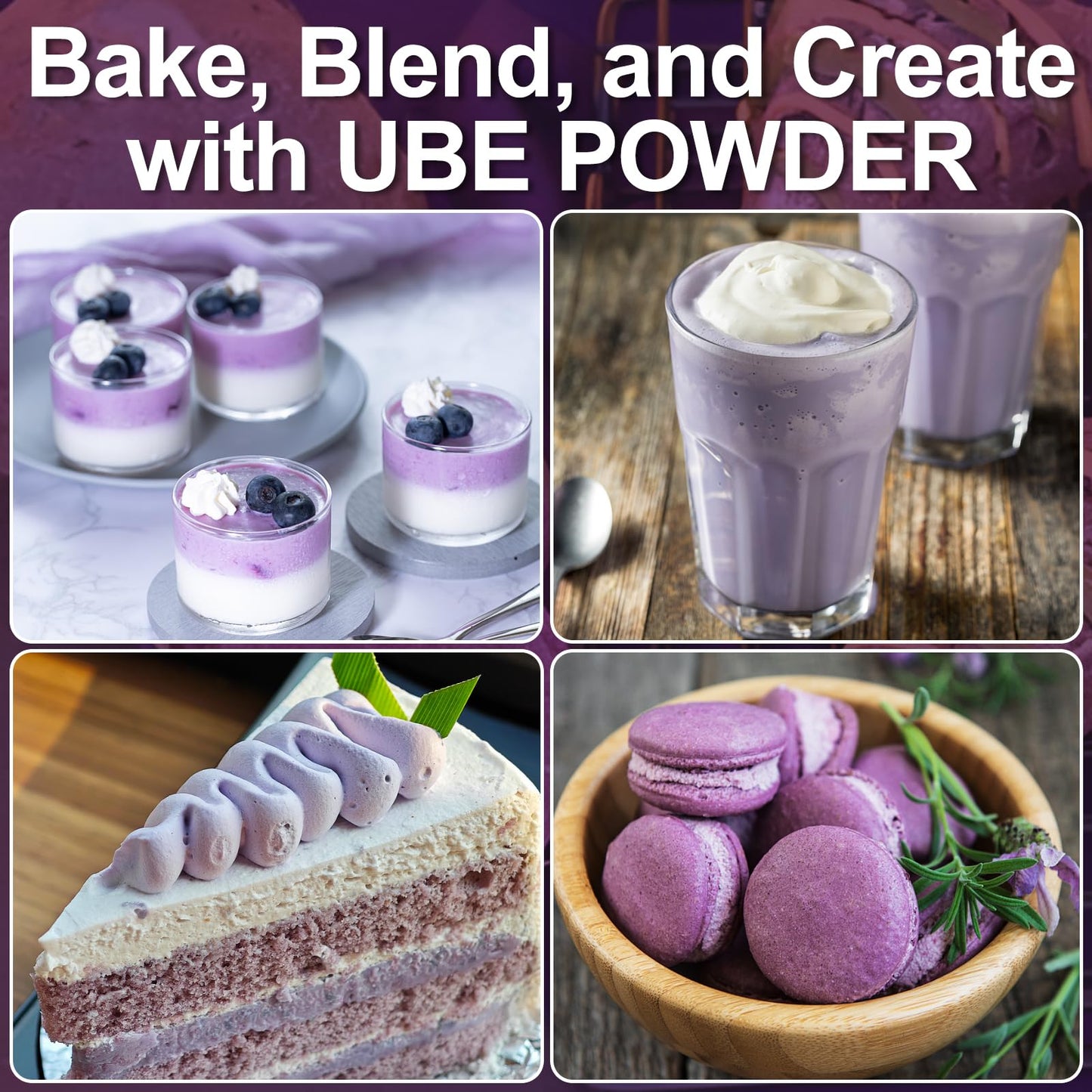 10oz Pure Natural Purple Ube Powder, Yam Powder for Baking, Purple Sweet Potato Food Coloring Powder, No Sugar, Vegan & Sourced