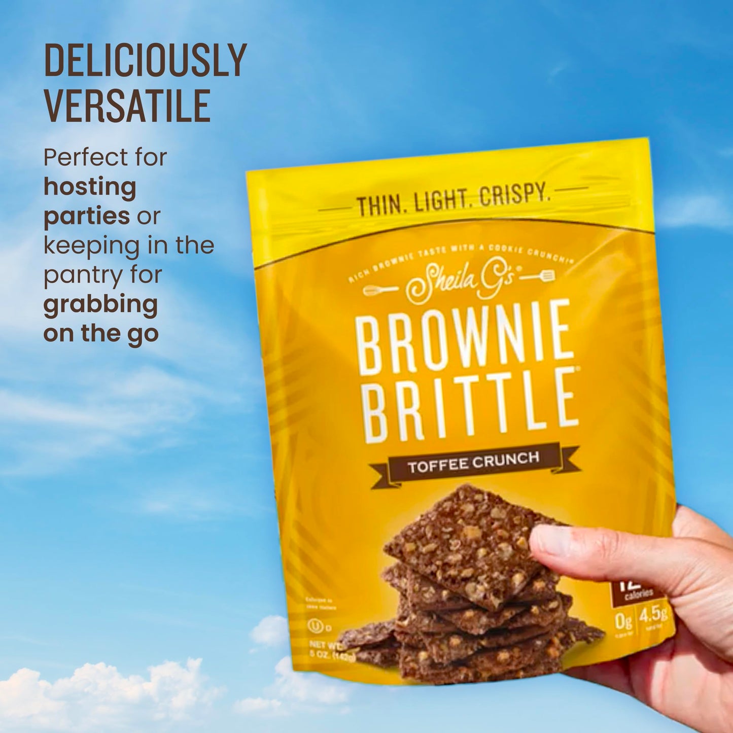 Sheila G'S Brownie Brittle - Toffee Crunch Thin And Crispy Sweet Snacks (Pack Of 6, 5 Oz), Rich Gourmet Brownie Bites Dessert