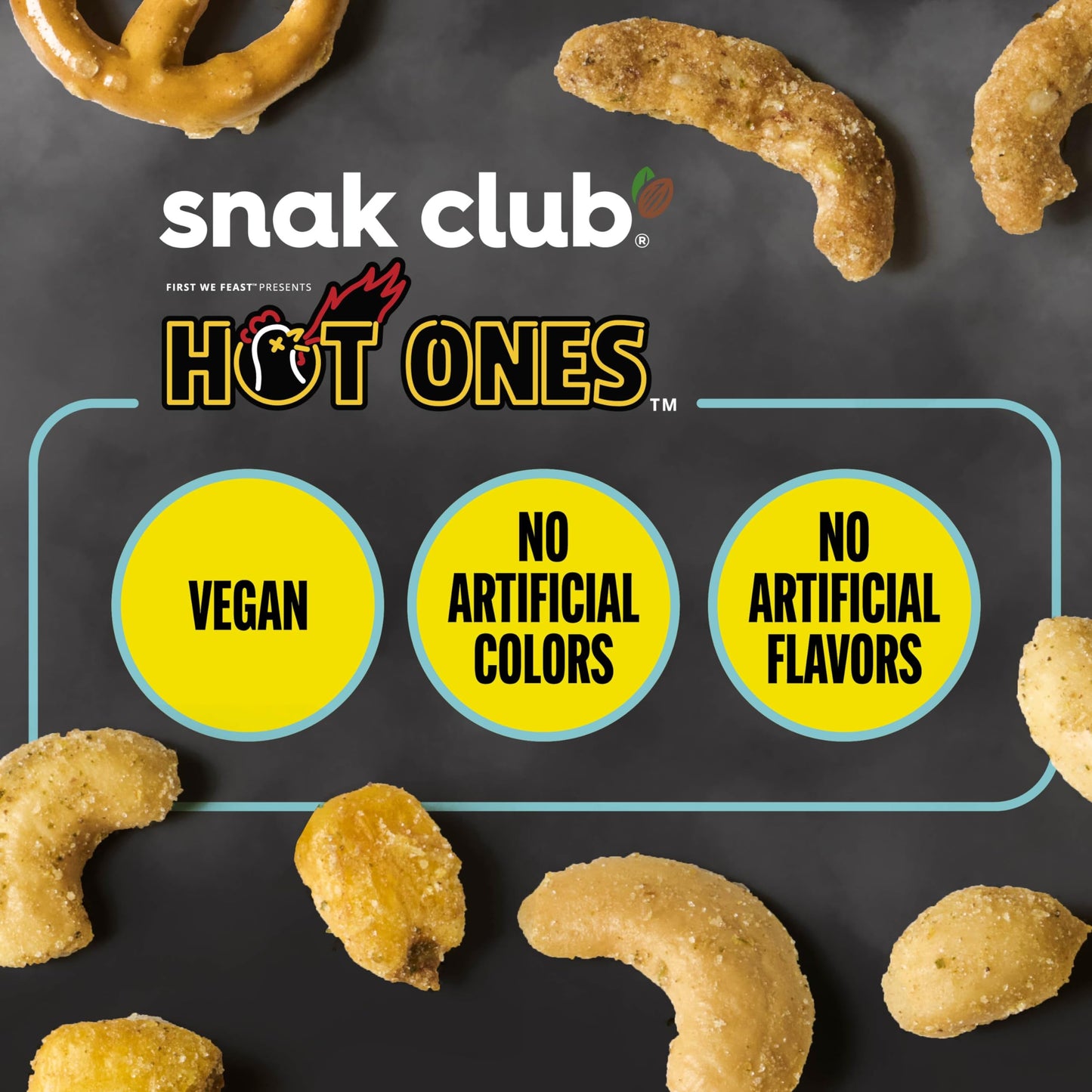 Snak Club x Hot Ones Smoky Sweet Snack Mix, Spicy Snacks with Peanuts, Pretzels, Sesame Sticks, Toasted Corn & Cashews, Inspired