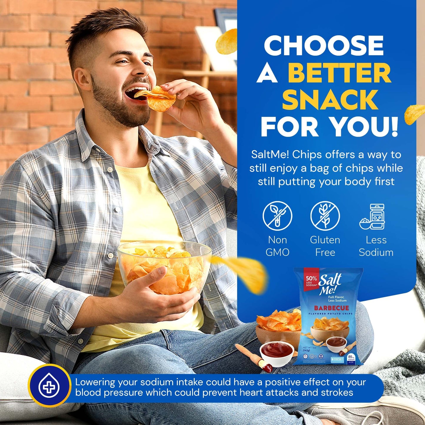 Microsalt Better for You Potato Chips, Low Sodium Barbecue, 5 Ounce (Pack of 6)