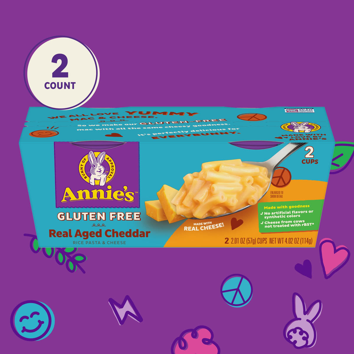 Annies Homegrown Rice Pasta and Cheddar Microwavable Mac and Cheese Cup, 4.02 Ounce - 6 per case