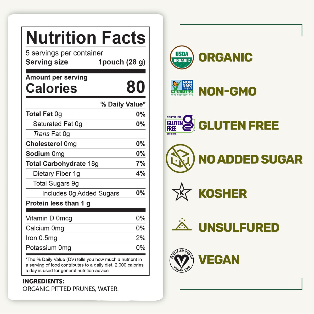 Happy Village Organic Soft Dried Prunes (Plums) On The Go - 3 Bags (15 Individual Portion Packs) | Organic, Non-Gmo, Gluten-Free