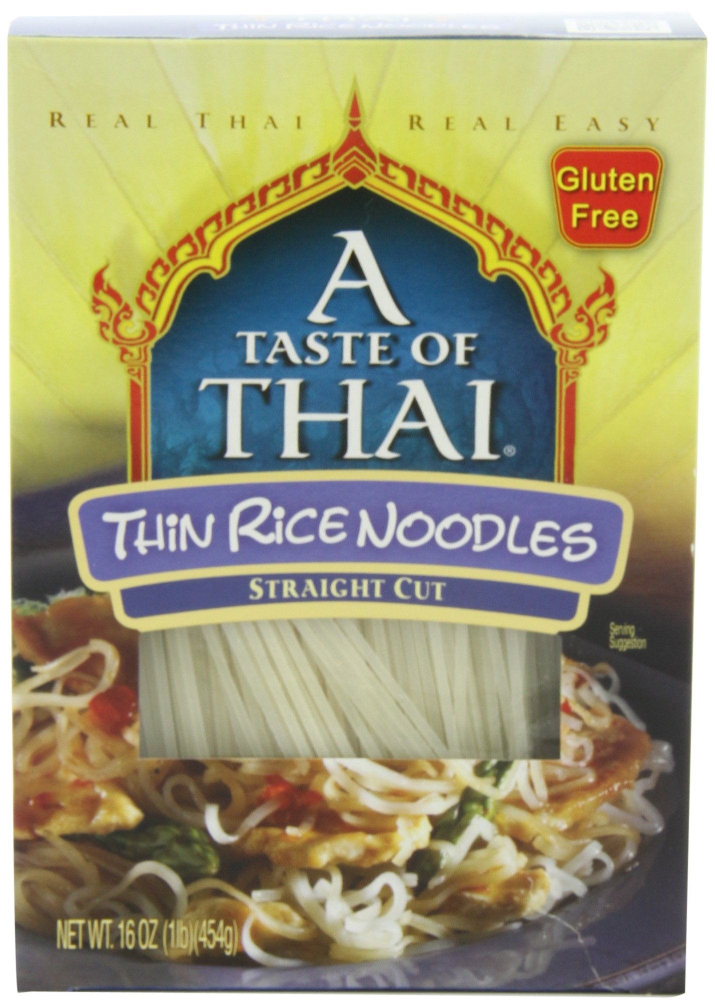 A Taste Of Thai Thin Rice Noodles - 16Oz Pack Of 6 | Made Of Jasmine Rice | Use In Stir-Fries Soups & Stews | Great Side Dish Or Vegan Meal | Gluten-Free | No Preservatives | No Trans Fats | No Msg