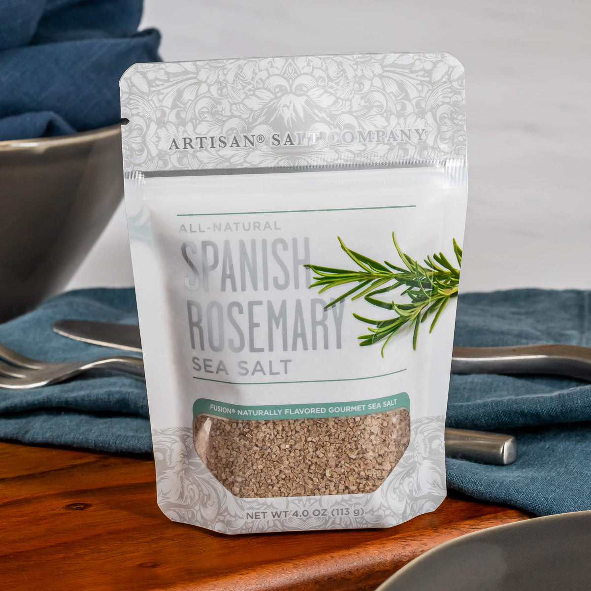 Artisan Salt Company Fusion Naturally Flavored Spanish Rosemary Sea Salt, Zip-Top Pouch, 4 Ounce