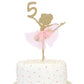 WAWUO Ballet Cake Topper - Ballerina Birthday Decoration for 1 to 5 Years Old, Paper, 1 Count, Ballerina 5