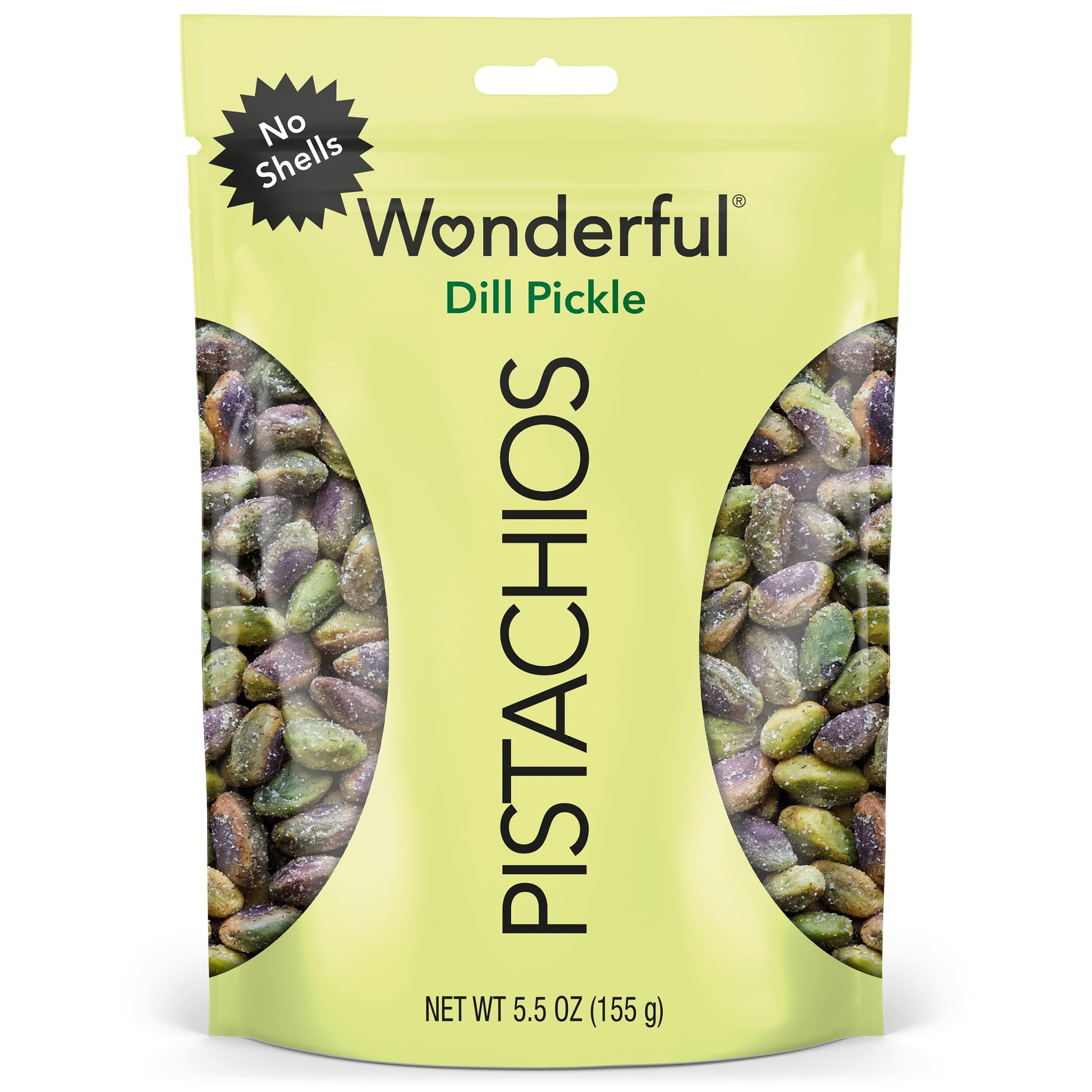 Wonderful Pistachios No Shells Dill Pickle Nuts, 5.5 Ounce Resealable Bag, Protein Snacks, Gluten Free, Healthy Snacks