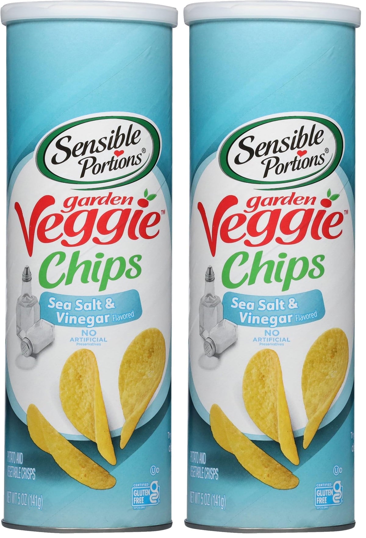 Sensible Portions Stacked Garden Veggie Chips, Salt & Vinegar, 5 oz (Pack of 2)