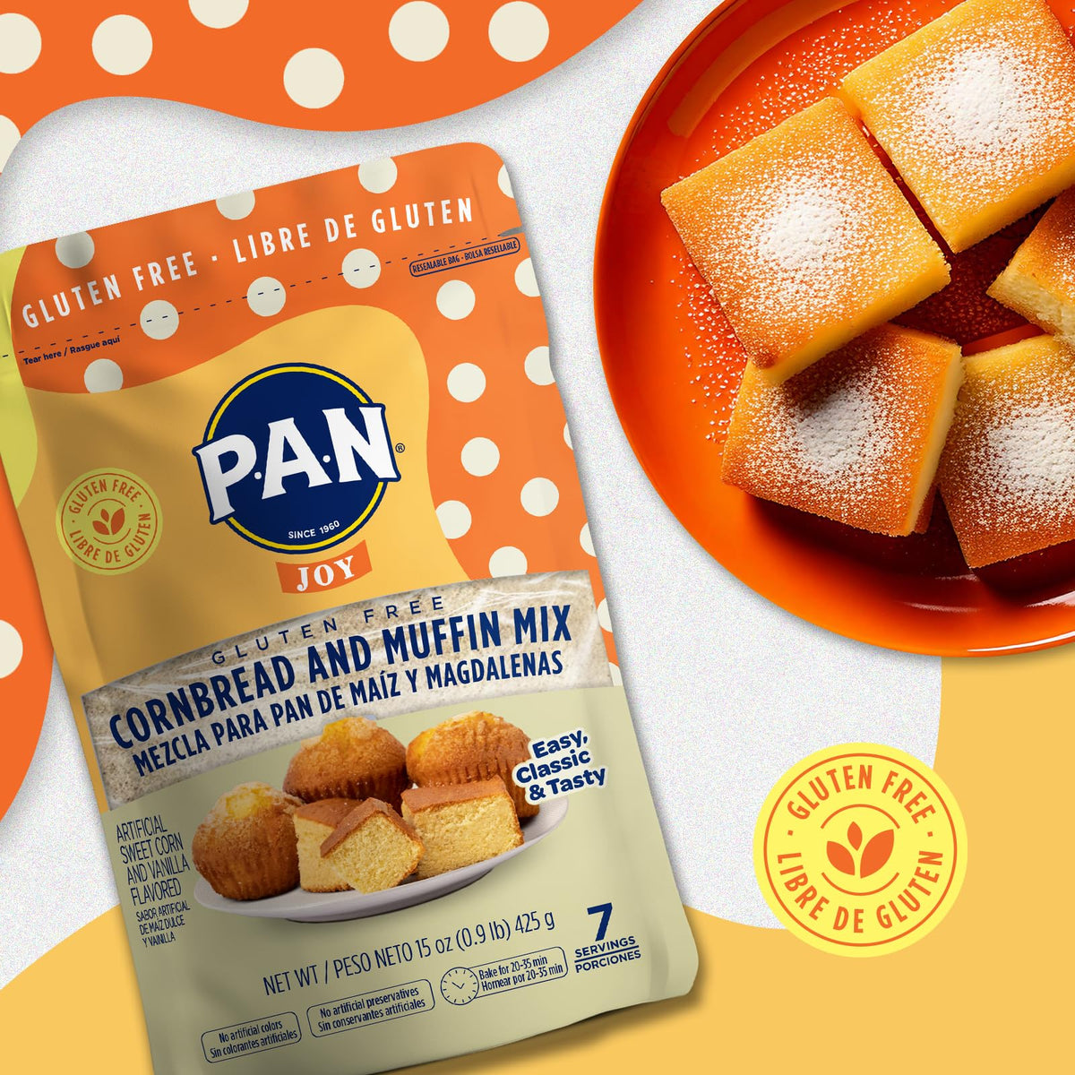 P.A.N Cornbread and Muffin Mix - Gluten Free Baking Mix 0.9 lb. (6 Pack)