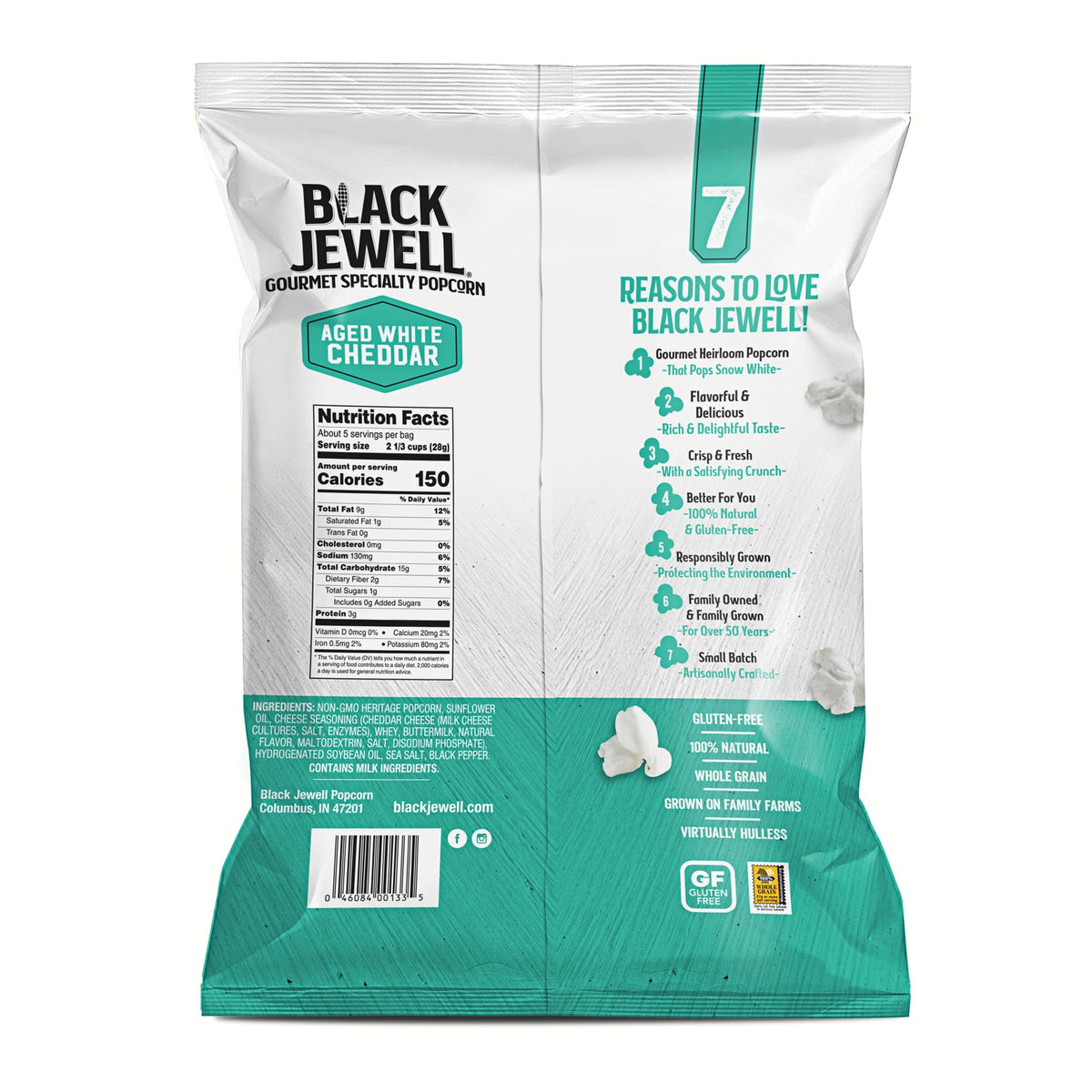 Black Jewell Aged White Cheddar Popped Popcorn, Gourmet Specialty Popcorn, 4.5 Ounces (Pack of 3)