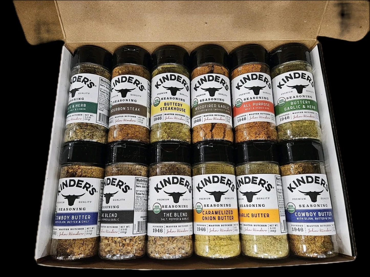 Kinder Organic Flavor Rack Seasoning Set - 12 Flavored Blends, 38.8 oz Total, Perfect for Cooking and Seasoning Dishes