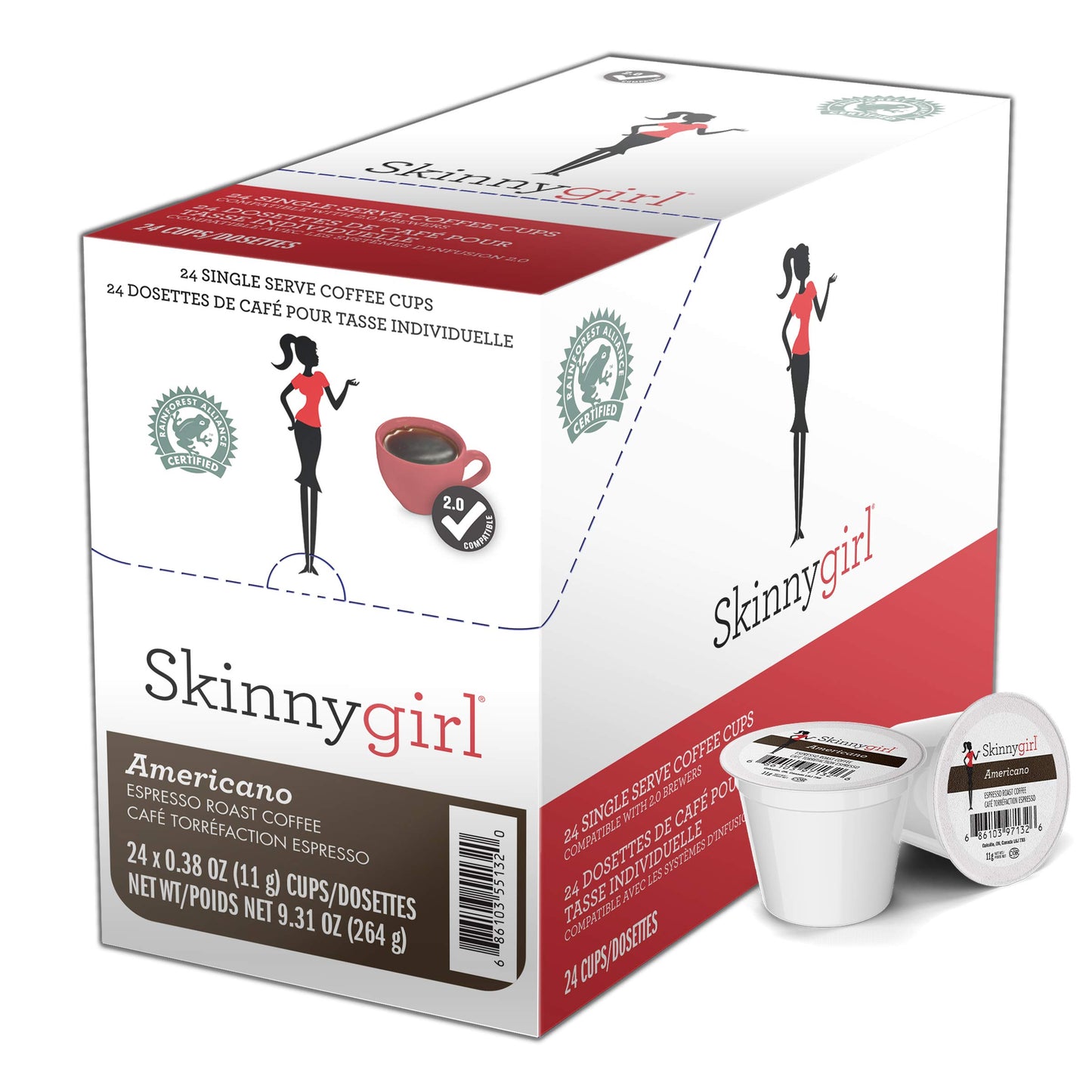 Skinnygirl Coffee Pods Americano Espresso Roast Single Serve for Keurig 24 Count