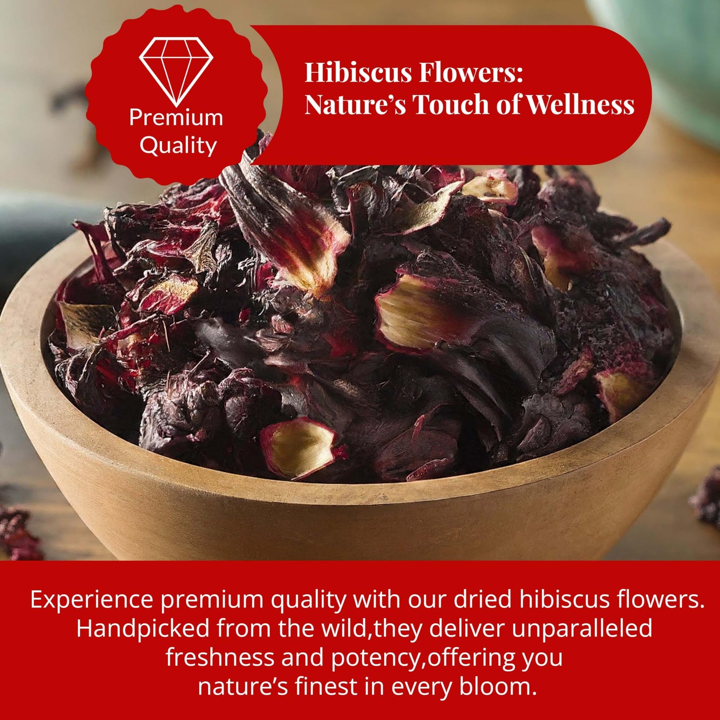 Akshit Dried Hibiscus Flowers, 7.8oz, Whole Edible Petals, Non-GMO, Caffeine-Free, Perfect for Tea, Cooking & Cocktails