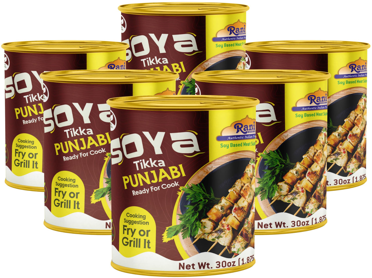 Rani Soya Tikka Punjabi 30oz (1.875lbs) 850g, Pack of 6, Ready for Cook ~ Easy Open Lid | All Natural | Vegan | No Colors | NON-