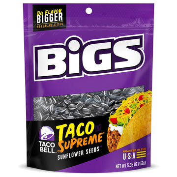 BIGS Sunflower Seeds, Taco Bell Taco Supreme Flavor, Softball Stocking Stuffer, 5.35 oz. (Pack of 12)