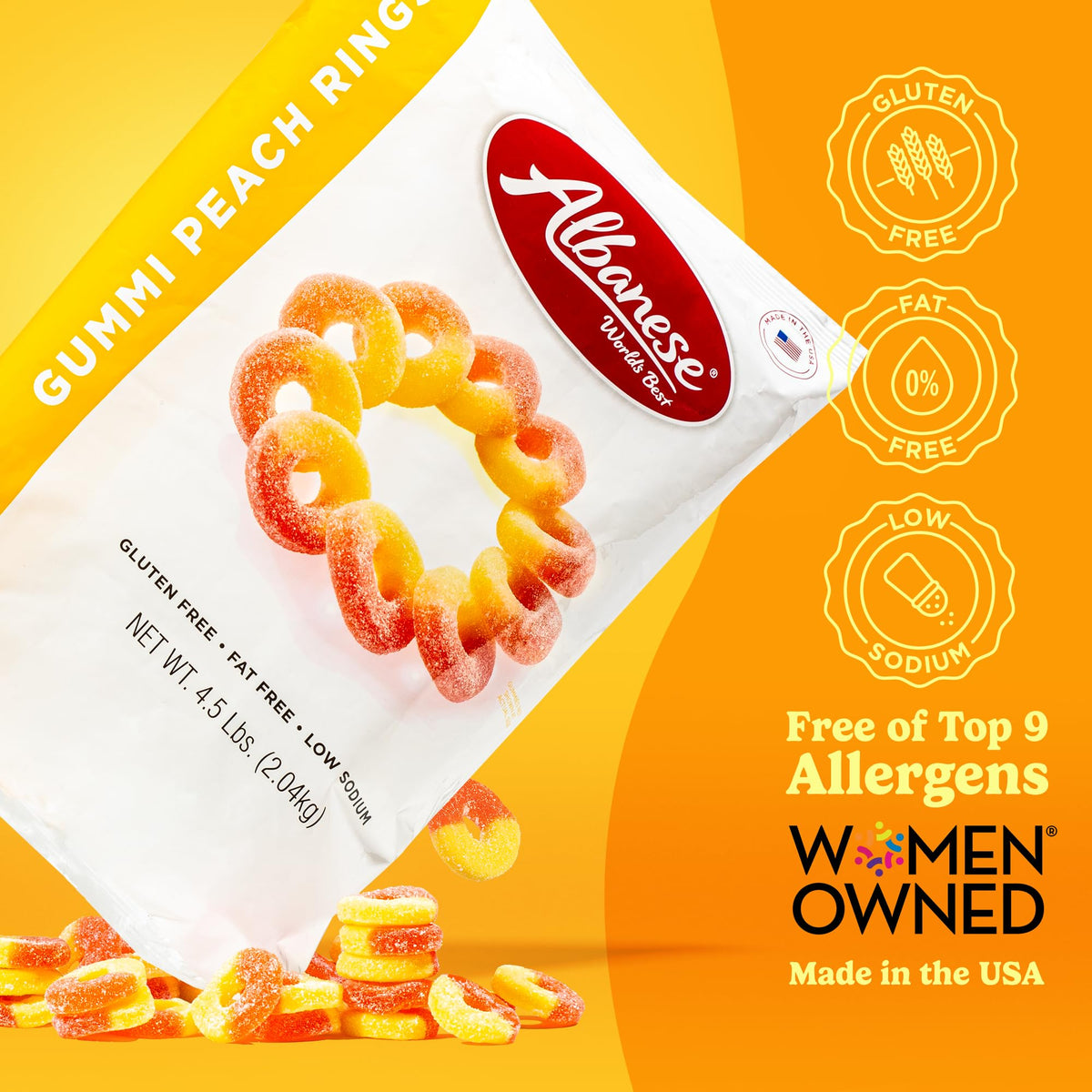Albanese Worlds Best Gummi Peach Rings  4.5lbs of Candy