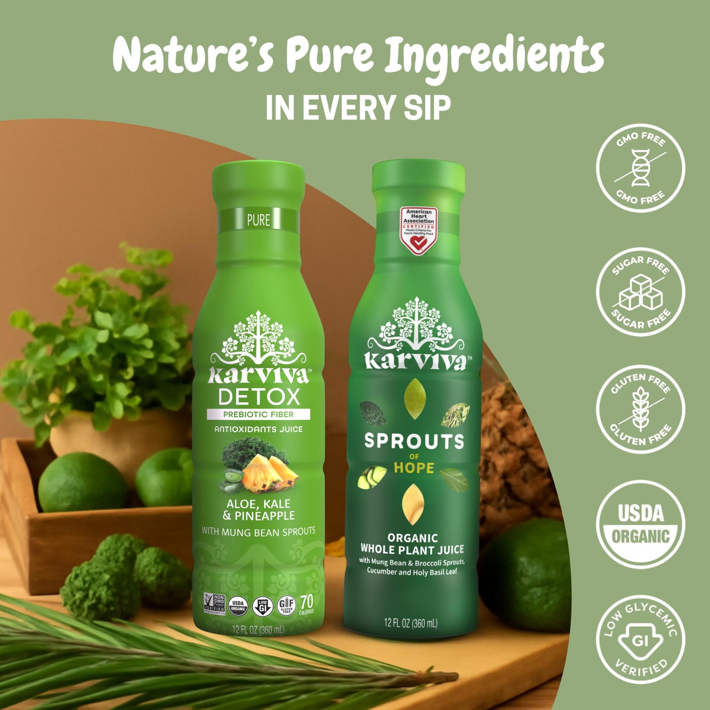 Karviva Organic Juice Cleanse for Sugar Detox & Weight Control - Ancient Eastern Remedies for Healthy Digestion & Gentle Detox w