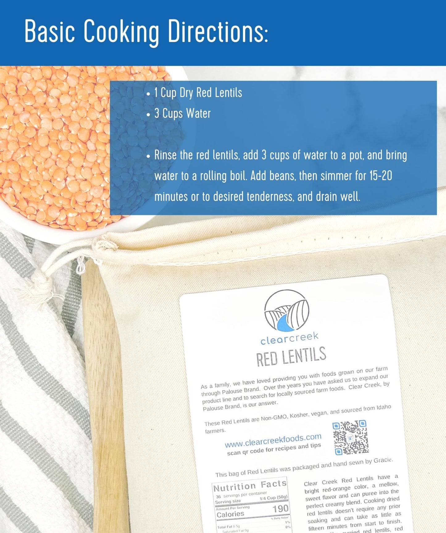 Palouse Brand Grown In Idaho Red Lentils | 18 Lbs | Non-Gmo | Kosher | Vegan | Non-Irradiated