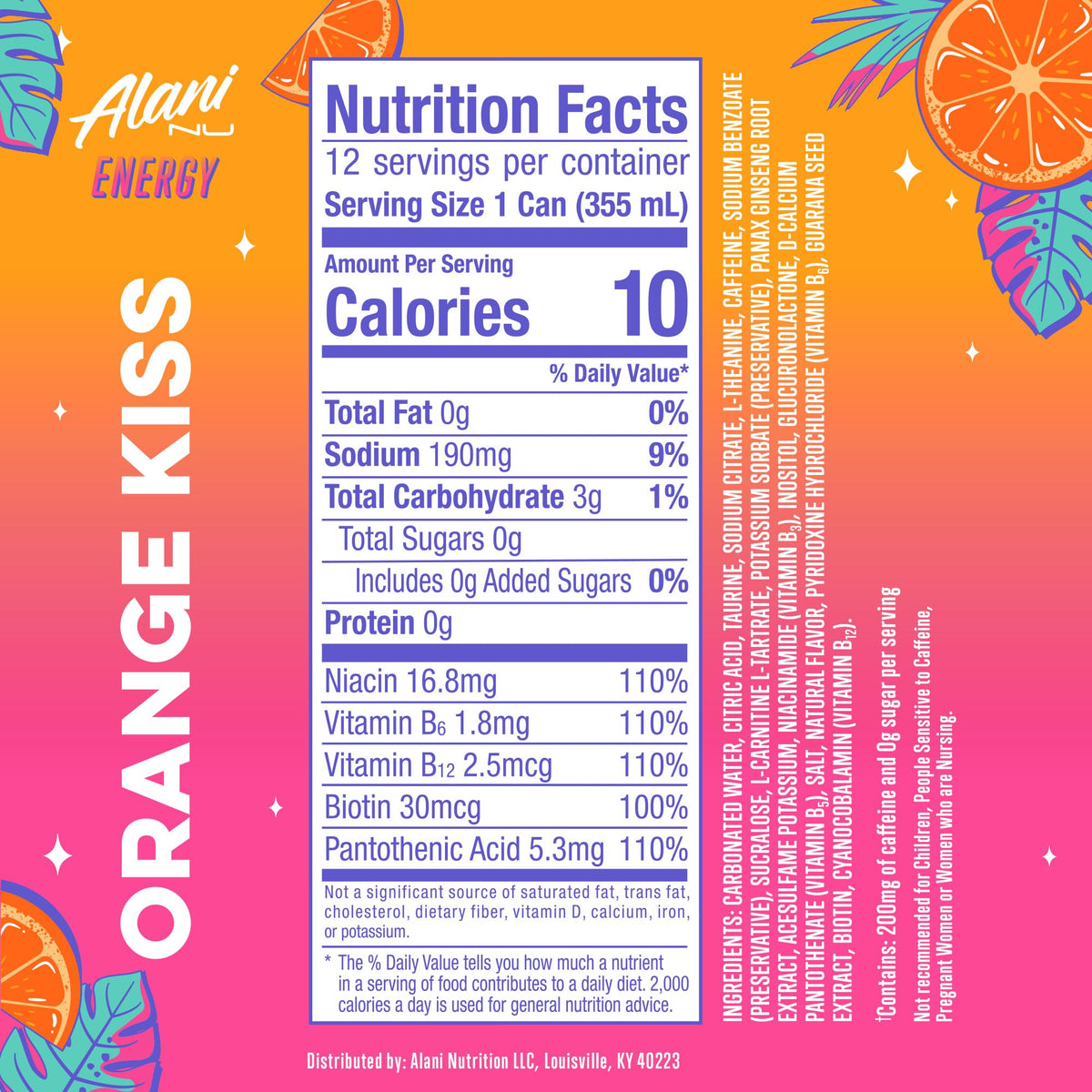 Alani Nu Energy Drink, Sugar Free, 200mg Caffeine, 12 Fl Oz Cans, 24 Pack