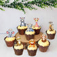 40Pcs Edible Floral Jungle Safari Animal Cupcake Toppers Wafer Paper Safari Animal Theme Cake Toppers Decoration For Animal Drin