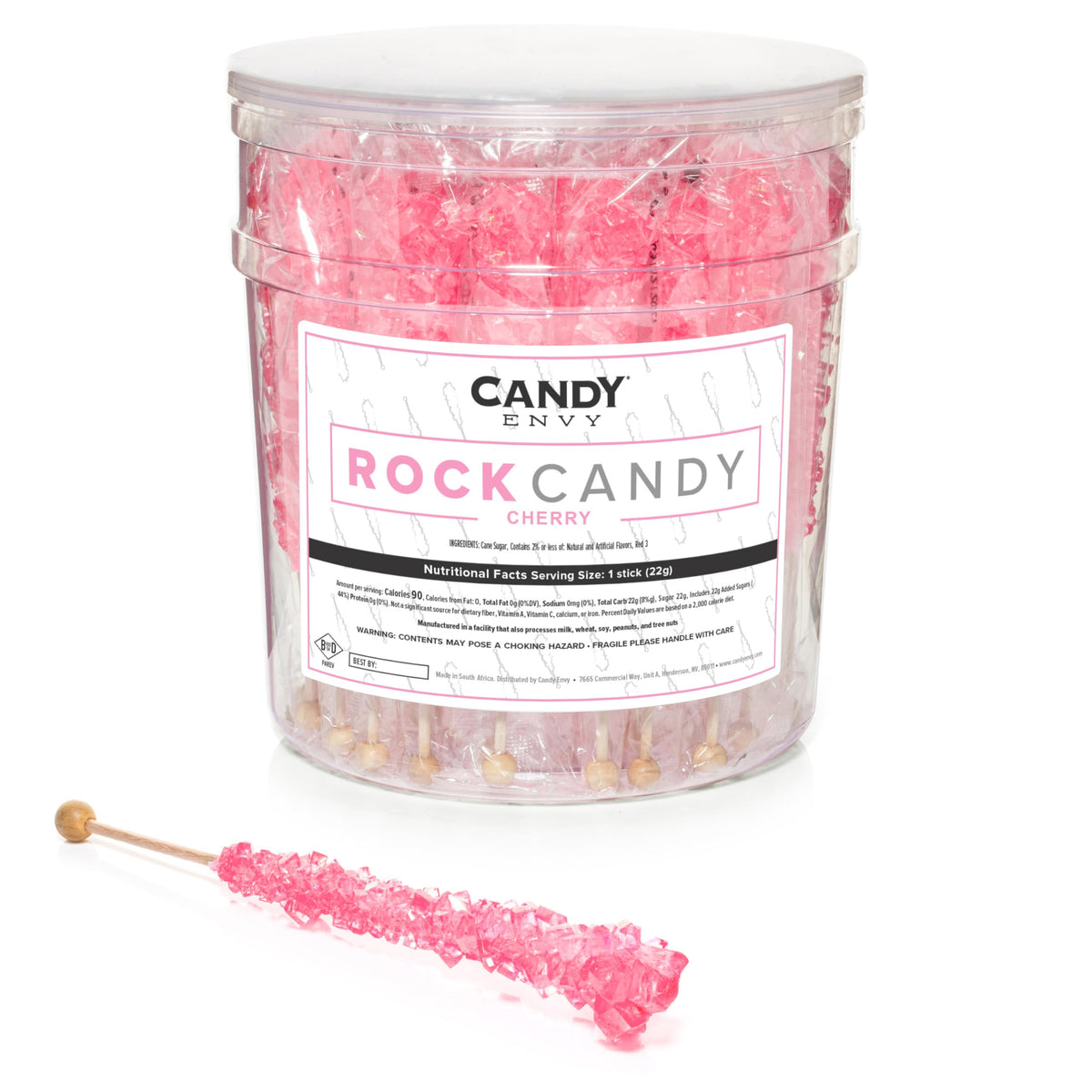 Light Pink Rock Candy Sugar Sticks - Cherry Flavored - 36 Individually Wrapped Pink Candy Party Favors