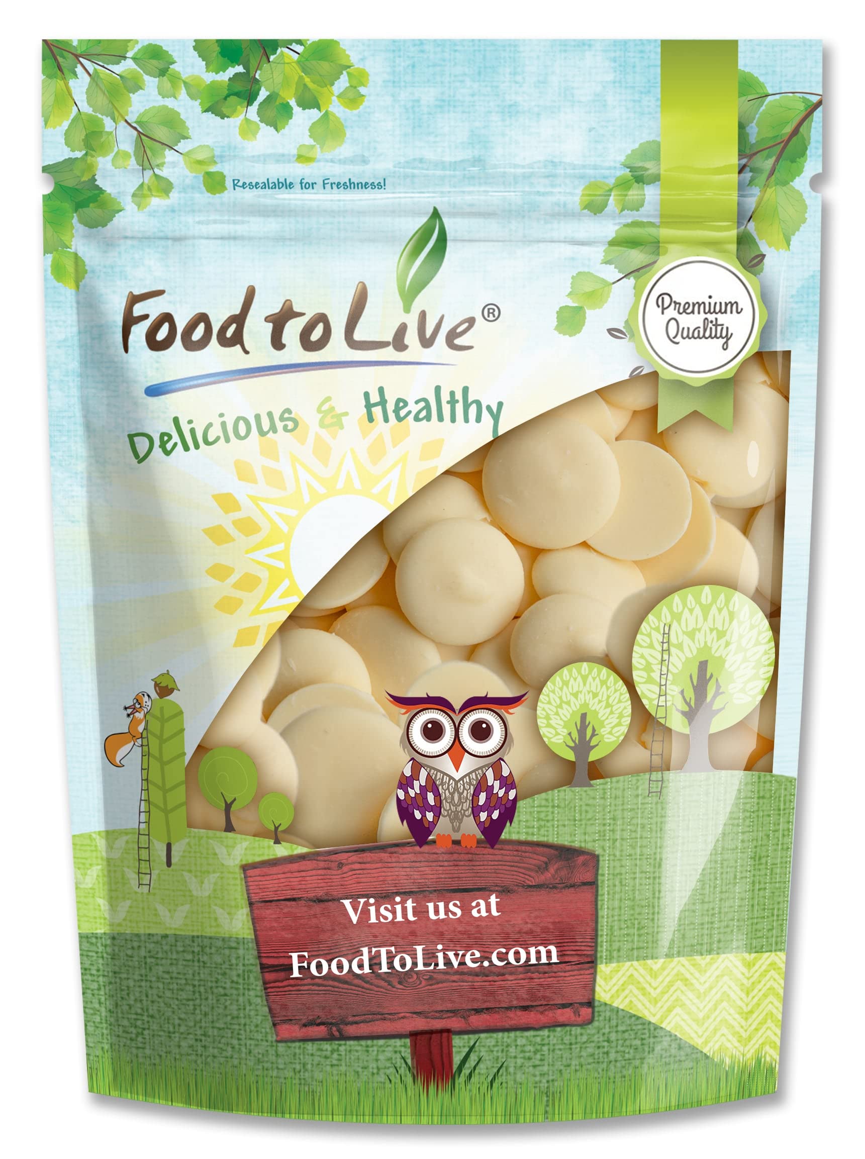 Food To Live Raw Cacao Butter Wafers  2 Pounds - Pure  Cold-Pressed  Unfiltered  Unrefined  Non-Deodorized  Kosher  Keto  Vegan  Sirtfood  Bulk. Great For Cooking  Baking  Hot White Chocolate