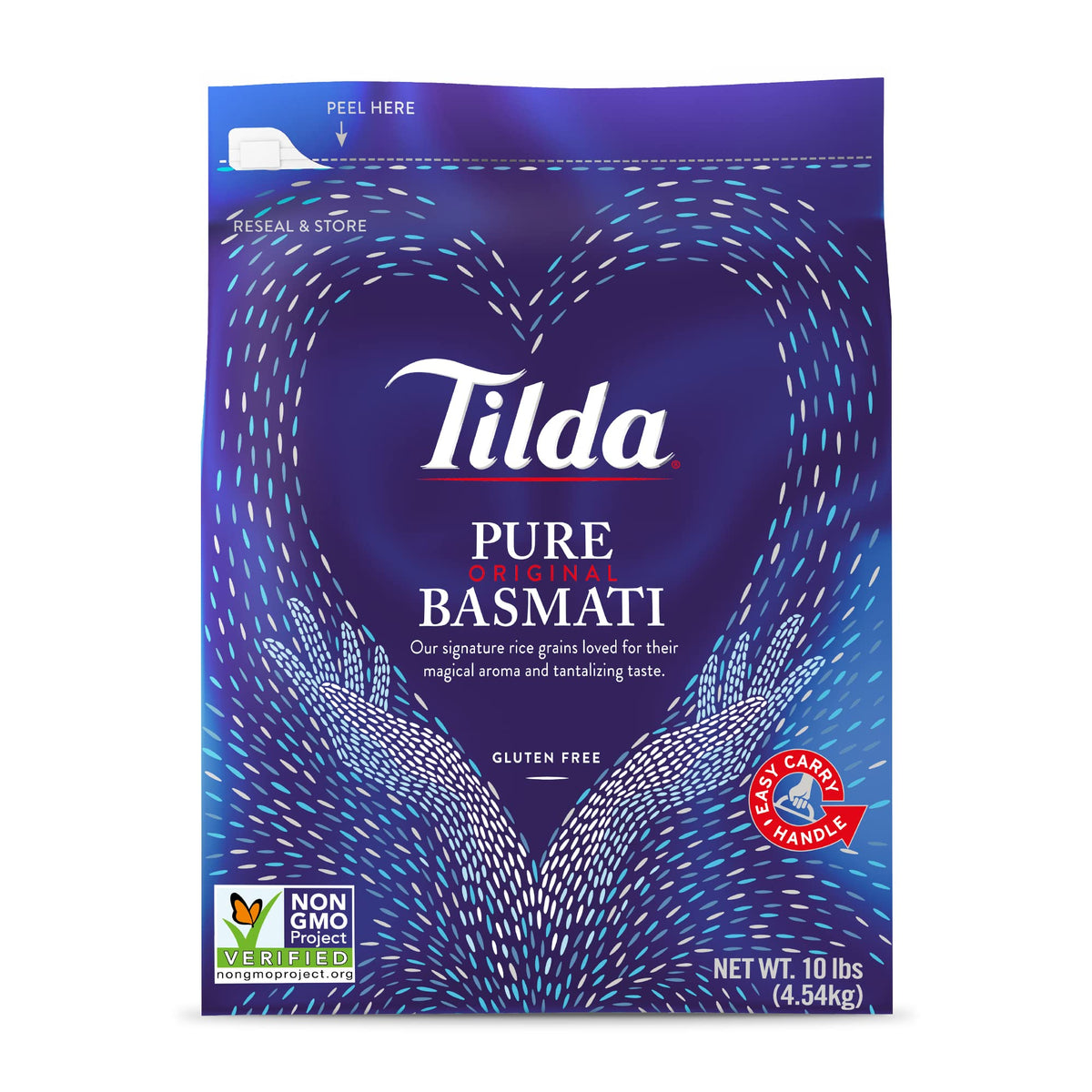 Tilda Pure Basmati Rice, Premium Aromatic And Authentic Rice, Large Resealable Bag, 10-Pound Bag,White