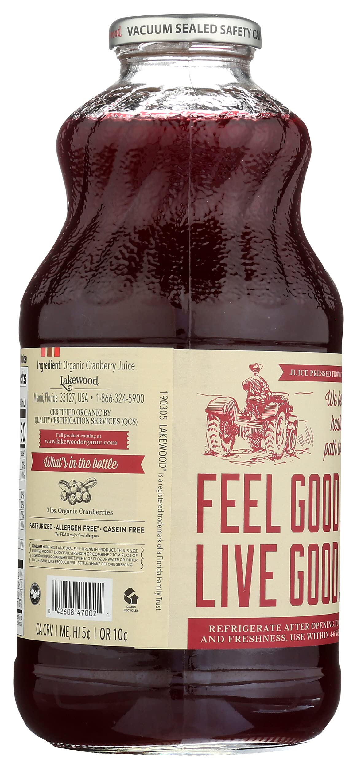 Lakewood Organic Cranberry Juice, 32 Fl Oz