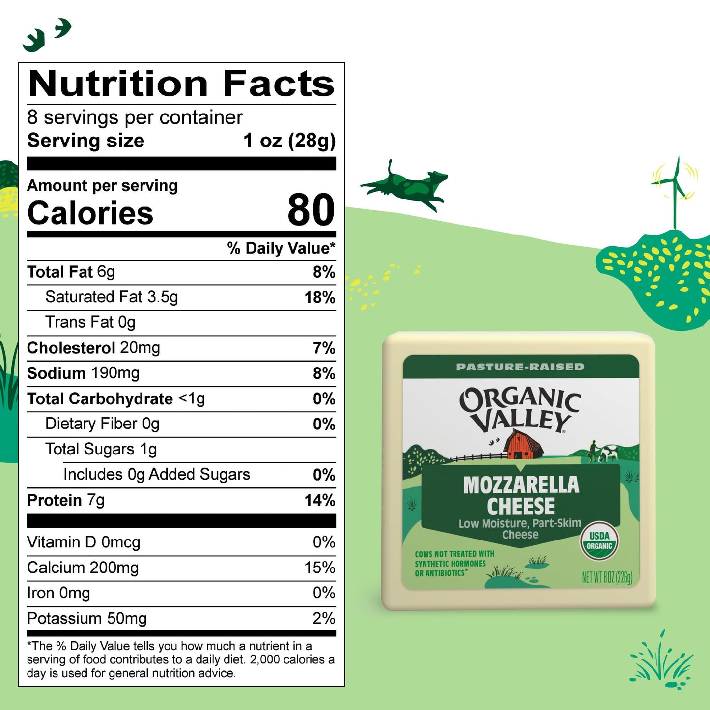 Organic Valley Low Moisture Part Skim Organic Mozzarella Cheese Block