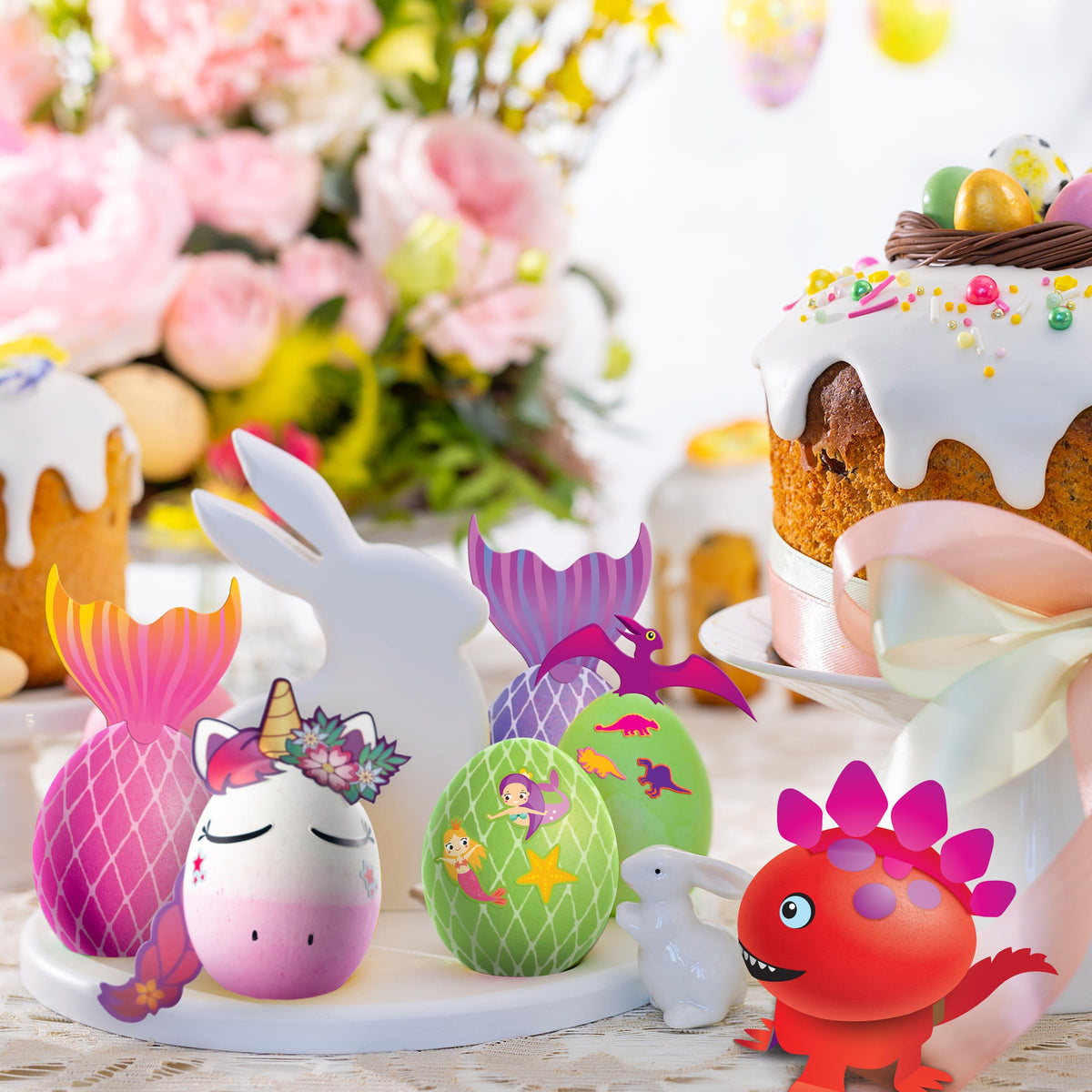 Paas Easter Egg Decorating Kit, Includes 1 Unicorn Egg Dying Kit, 1 Loveable Llamas Egg Dying Kit, 1 Dino Decorating Kit Whisker